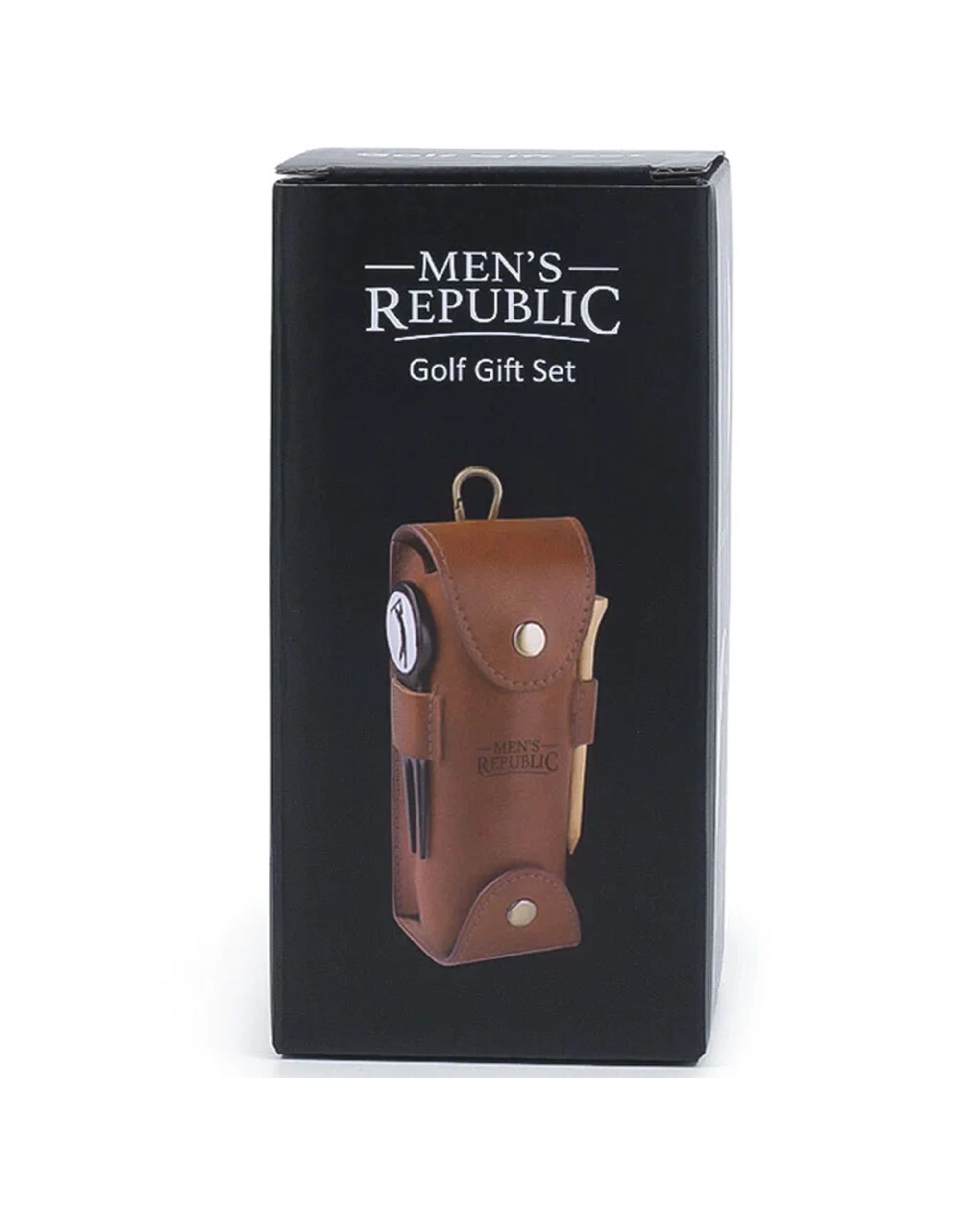 1 Men's Republic Golf Pouch Balls and Accessories Set Faux Leather Golf Kit - Brown, 1 of 4