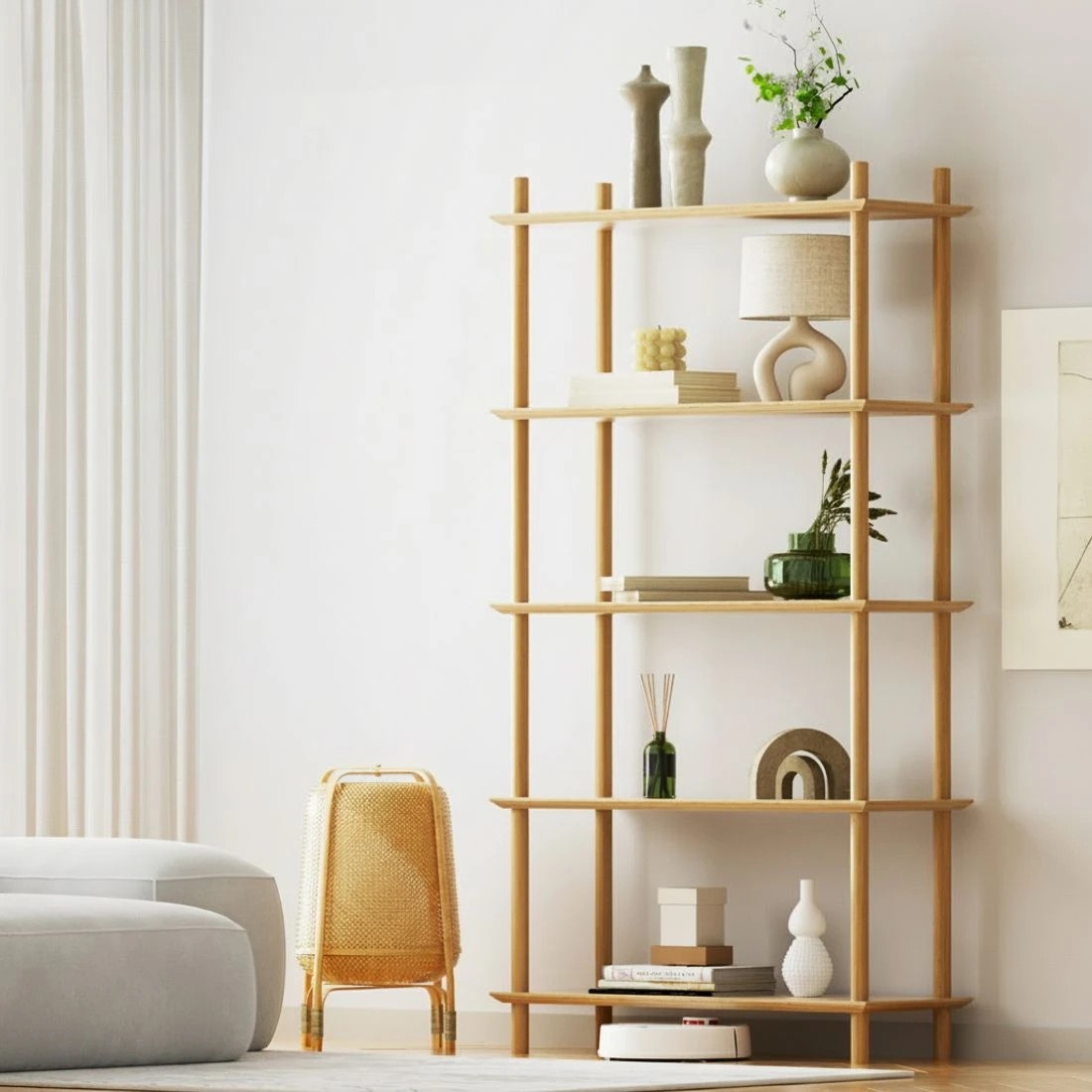 6 Artiss Bookshelf 5 Tiers Bookcase - Natural, 6 of 6