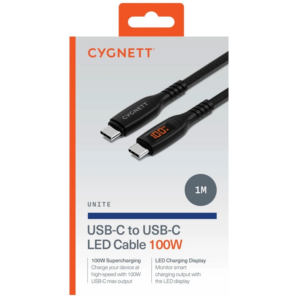4 Cygnett USB-C Intelli-Cable 2.0 with LED Display 1.0M Black​, 4 of 4