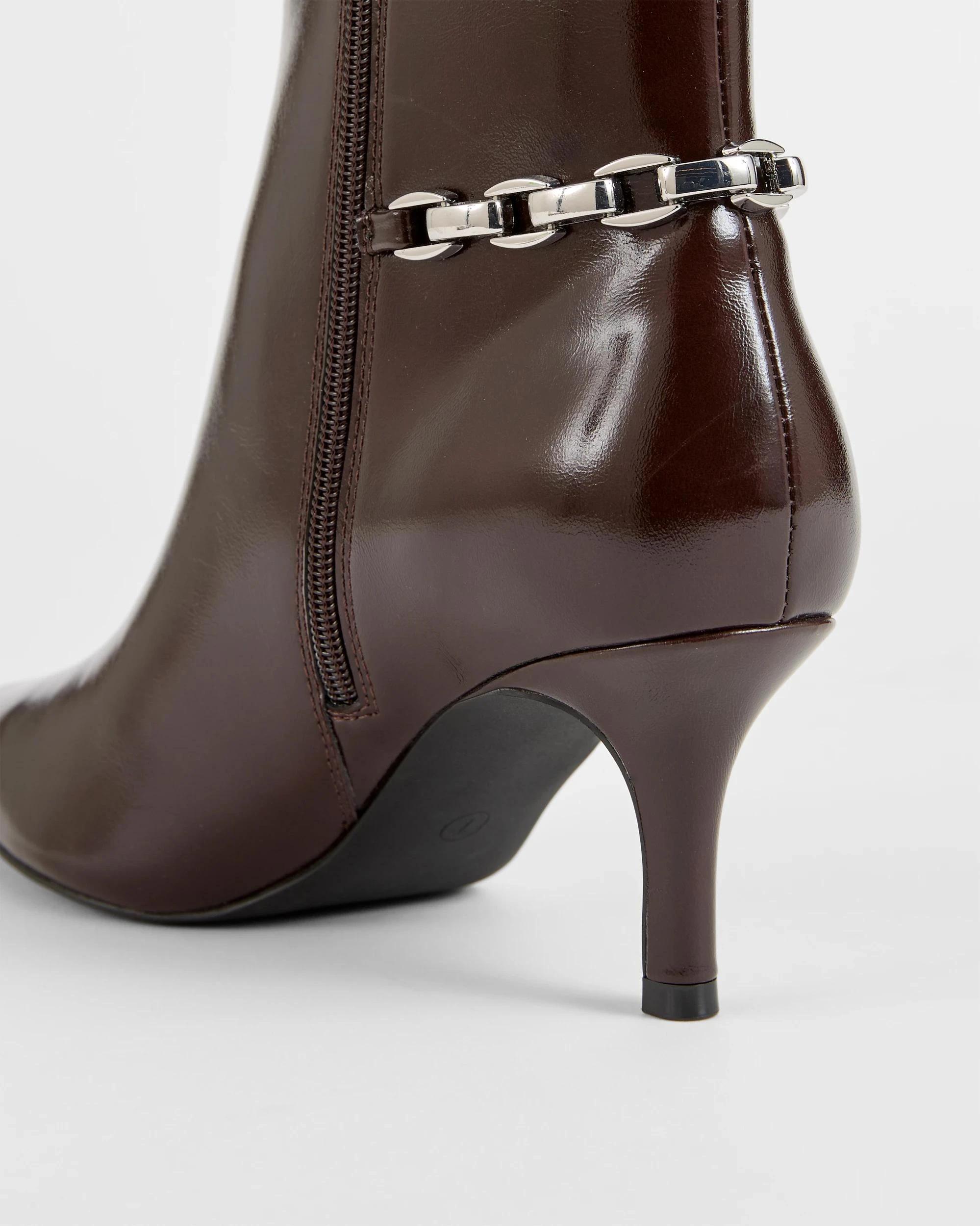 3 Target Woman Ankle Kitten Heel Shaft Boots - Athena CHOCOLATE PATENT, 3 of 3
