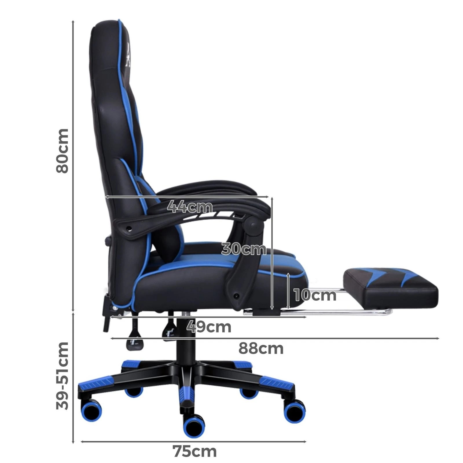4 Alfordson Gaming Chair Office Massage Seat Racing Footrest Executive - Blue, 4 of 10