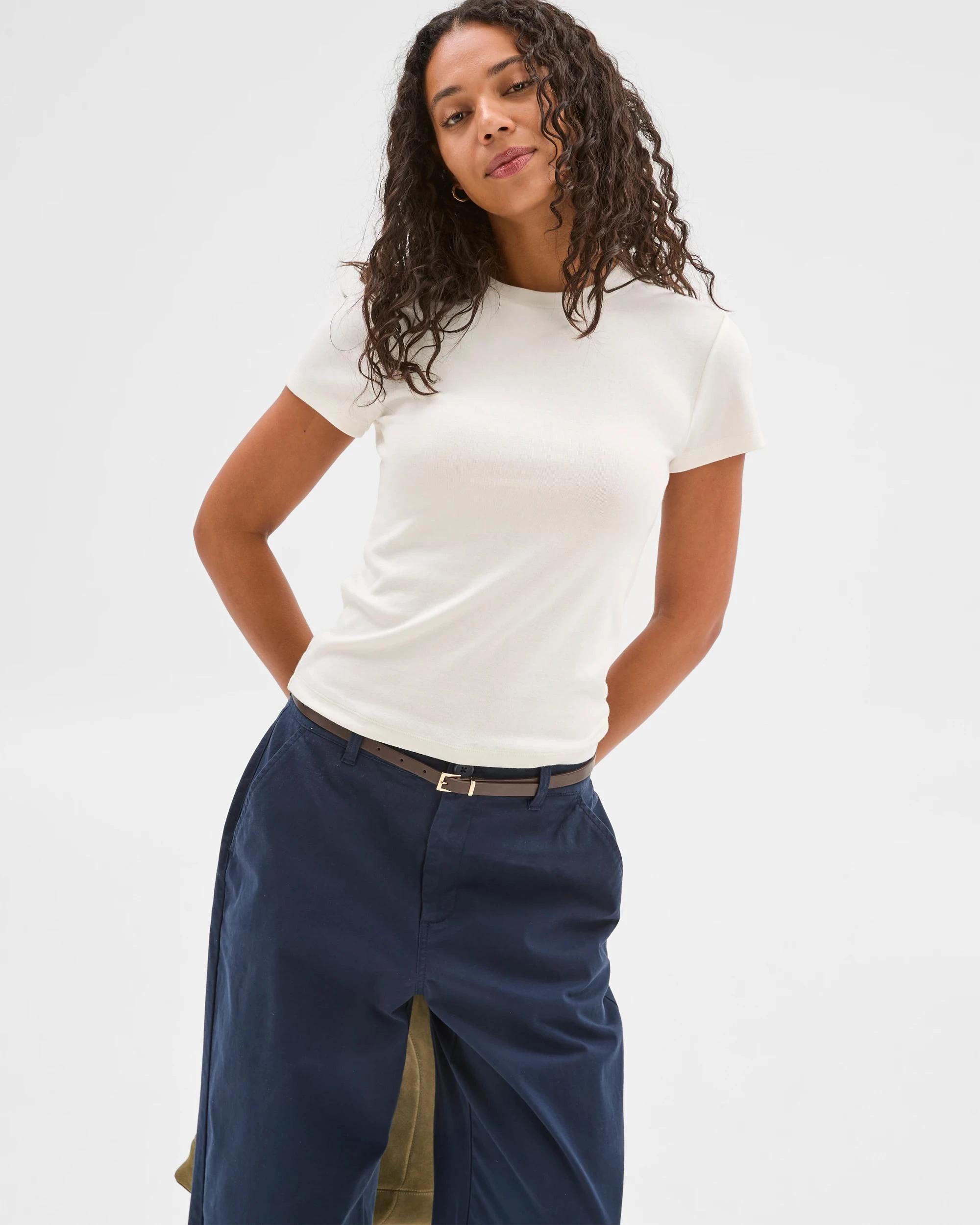 3 Target Australian Cotton Blend Stretch T-Shirt CLOUD DANCER, 3 of 6