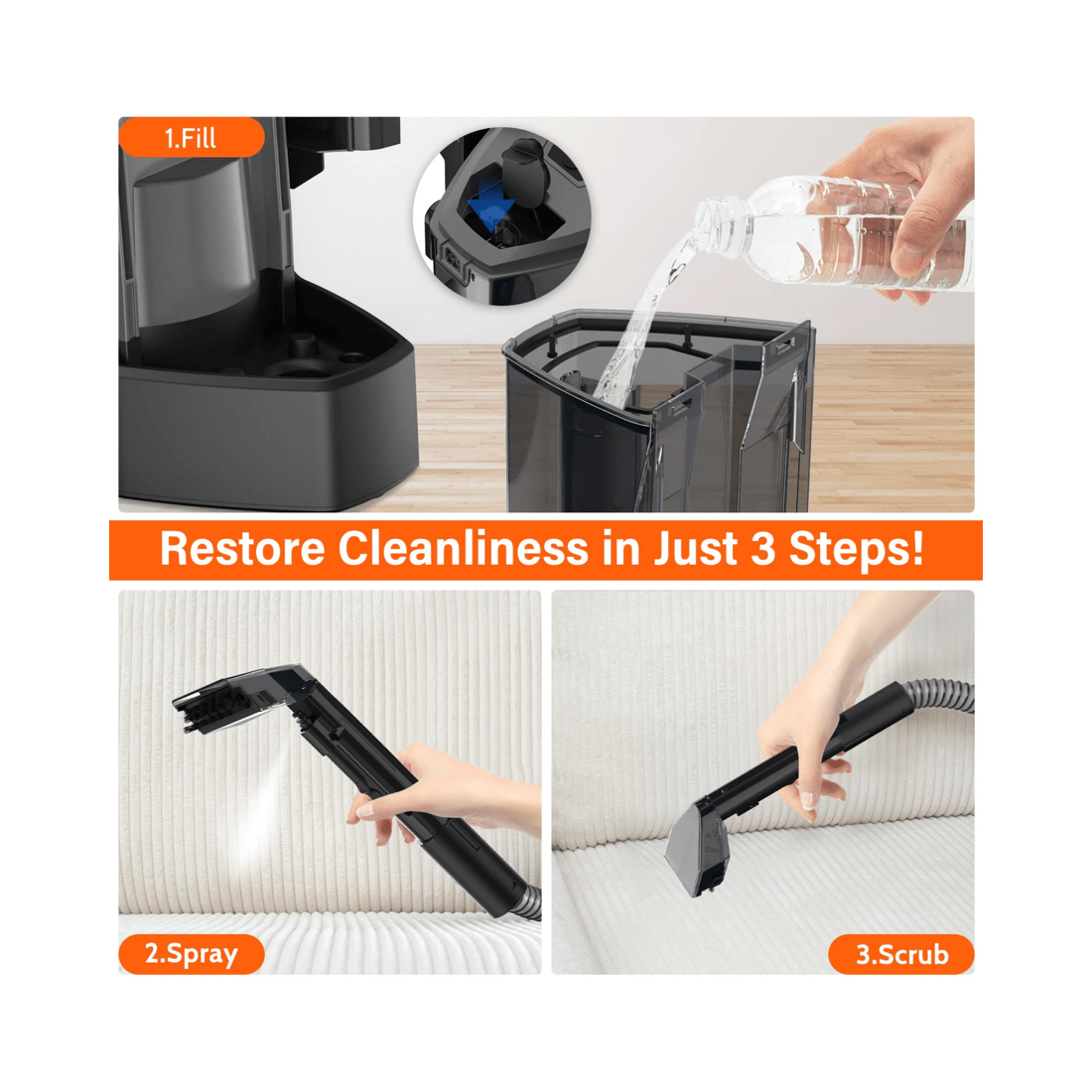 6 Advwin Spotclean, Portable Carpet And Upholstery Cleaner, For Pets, Carpet, Area Rugs, Couches, Upholstery, Car, 6 of 7