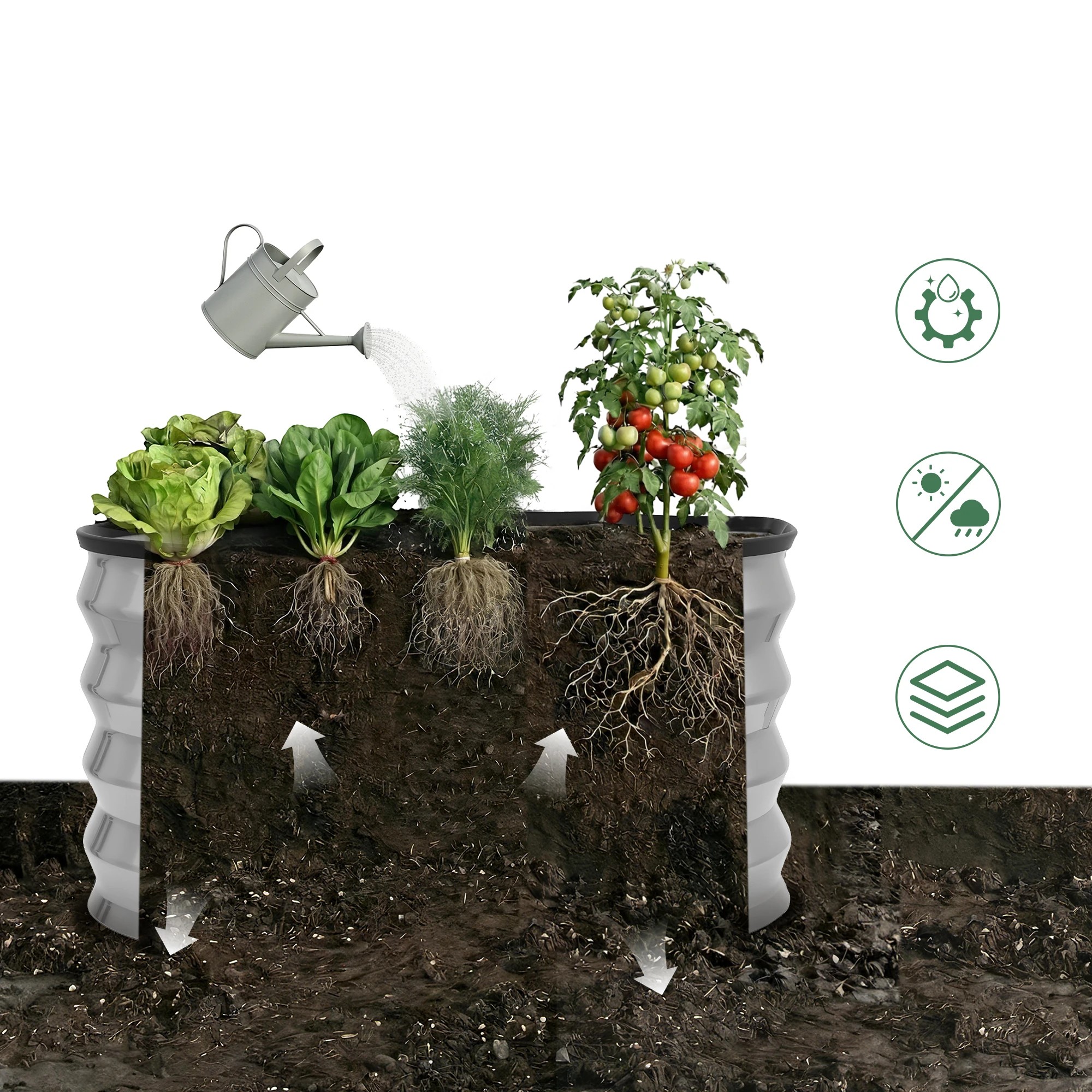 8 Green Fingers Fingers Round Raised Garden Bed 2 Pack Galvanised Planter Box Rust Resistant - Silver, 8 of 10