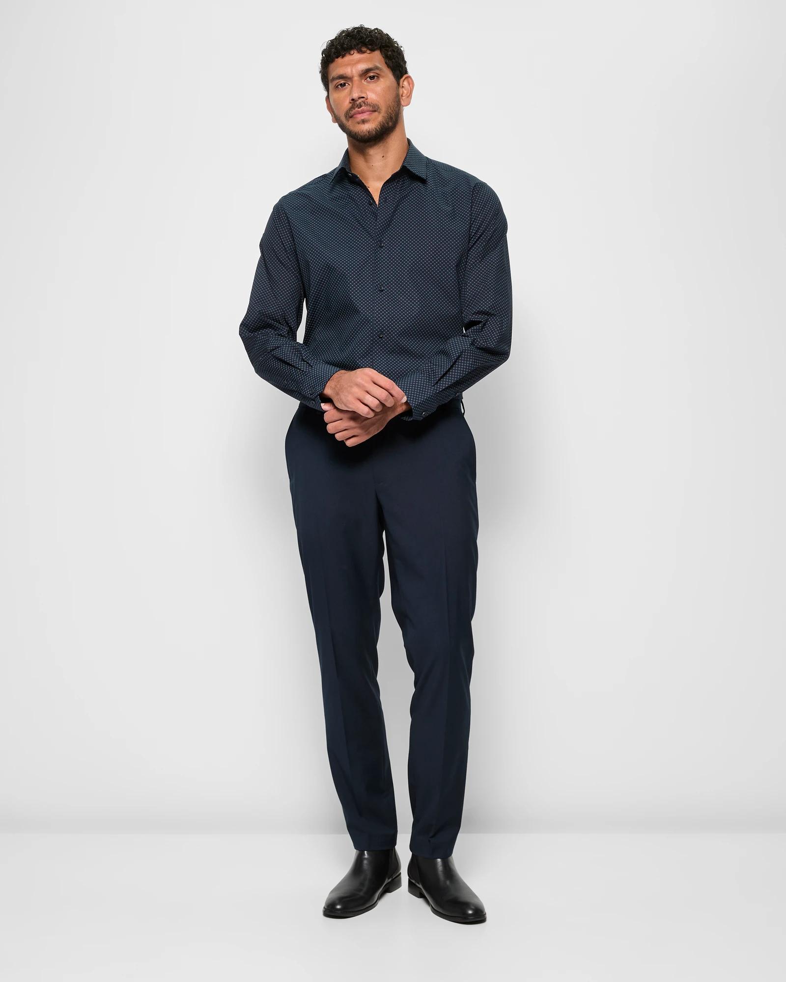 4 Australian Cotton Long Sleeve Print Shirt - Preview NAVY GEO, 4 of 4