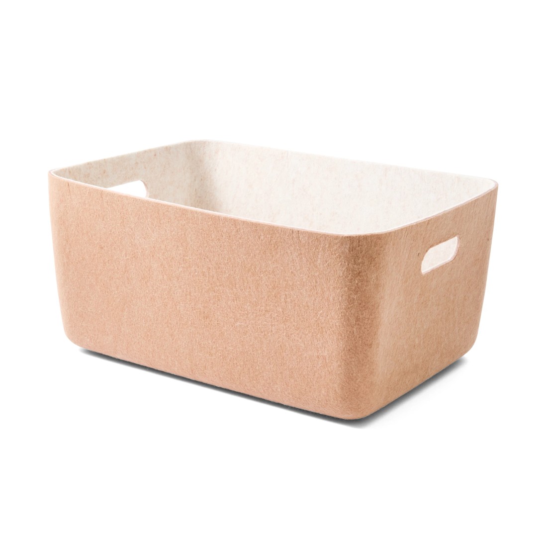 2 Two Tone Flat Felt Basket - Beige, 2 of 8