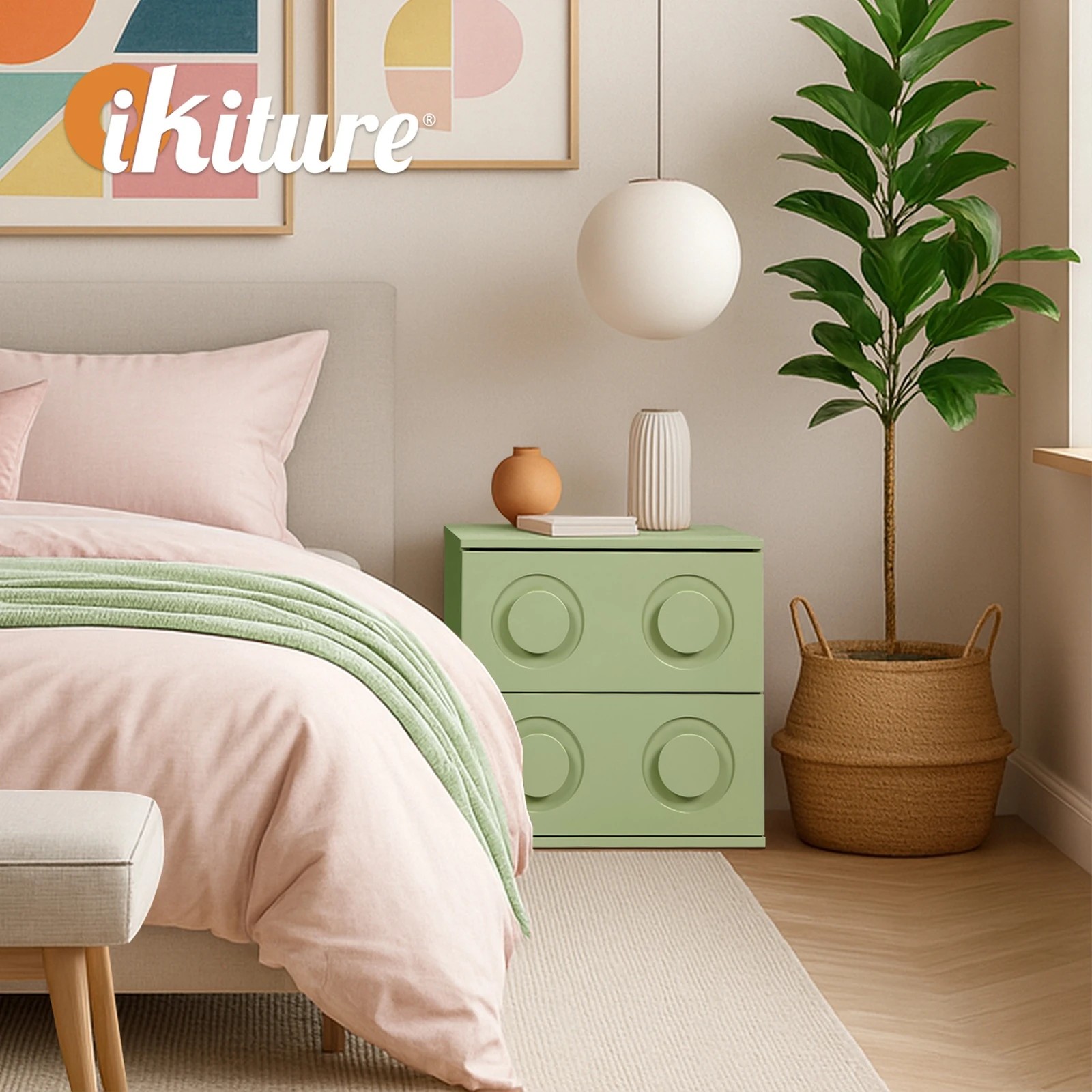 5 Oikiture Bedside Table 2 Drawers Nightstand, 5 of 8