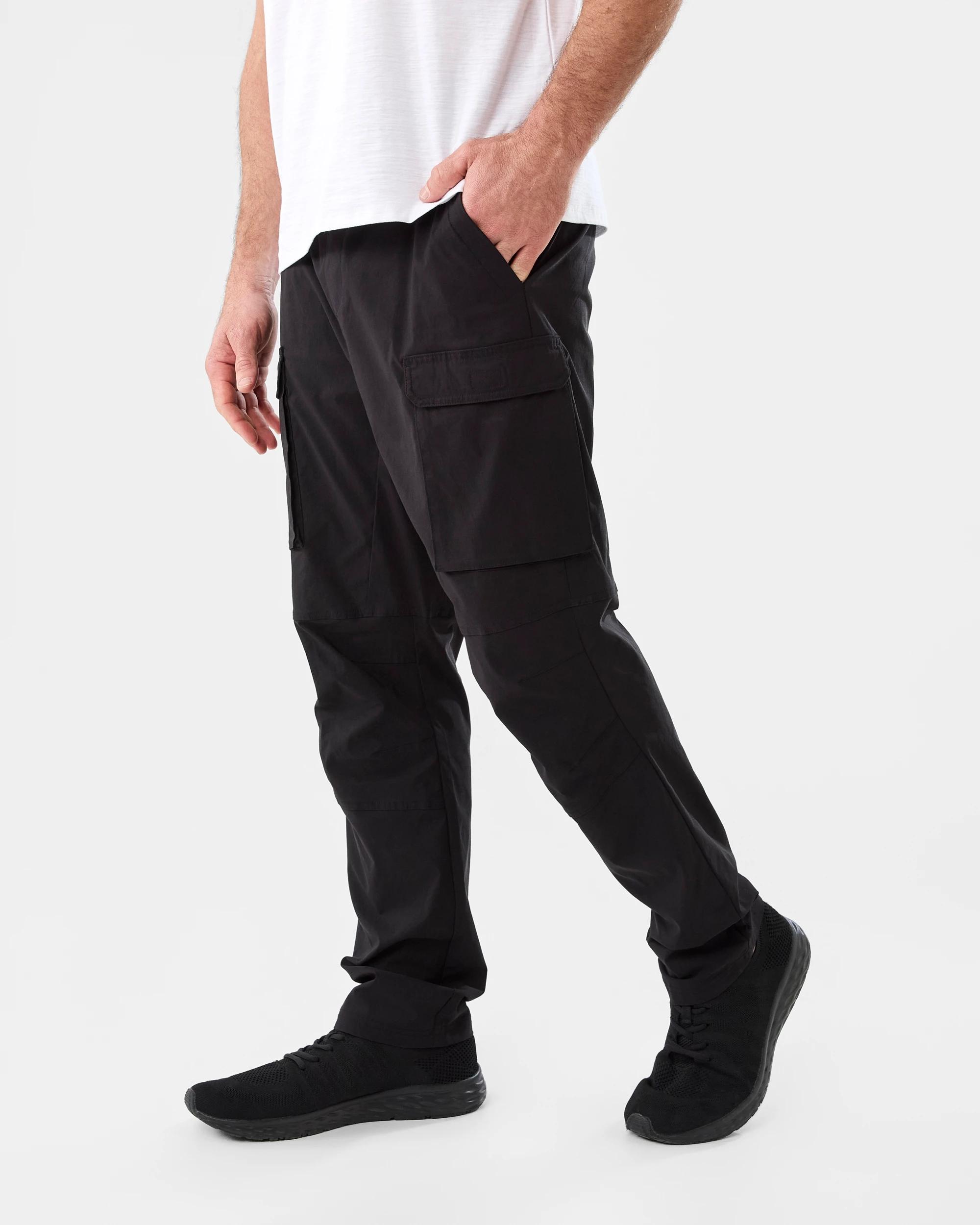 2 Active Mens Woven Cargo Pants Black, 2 of 6