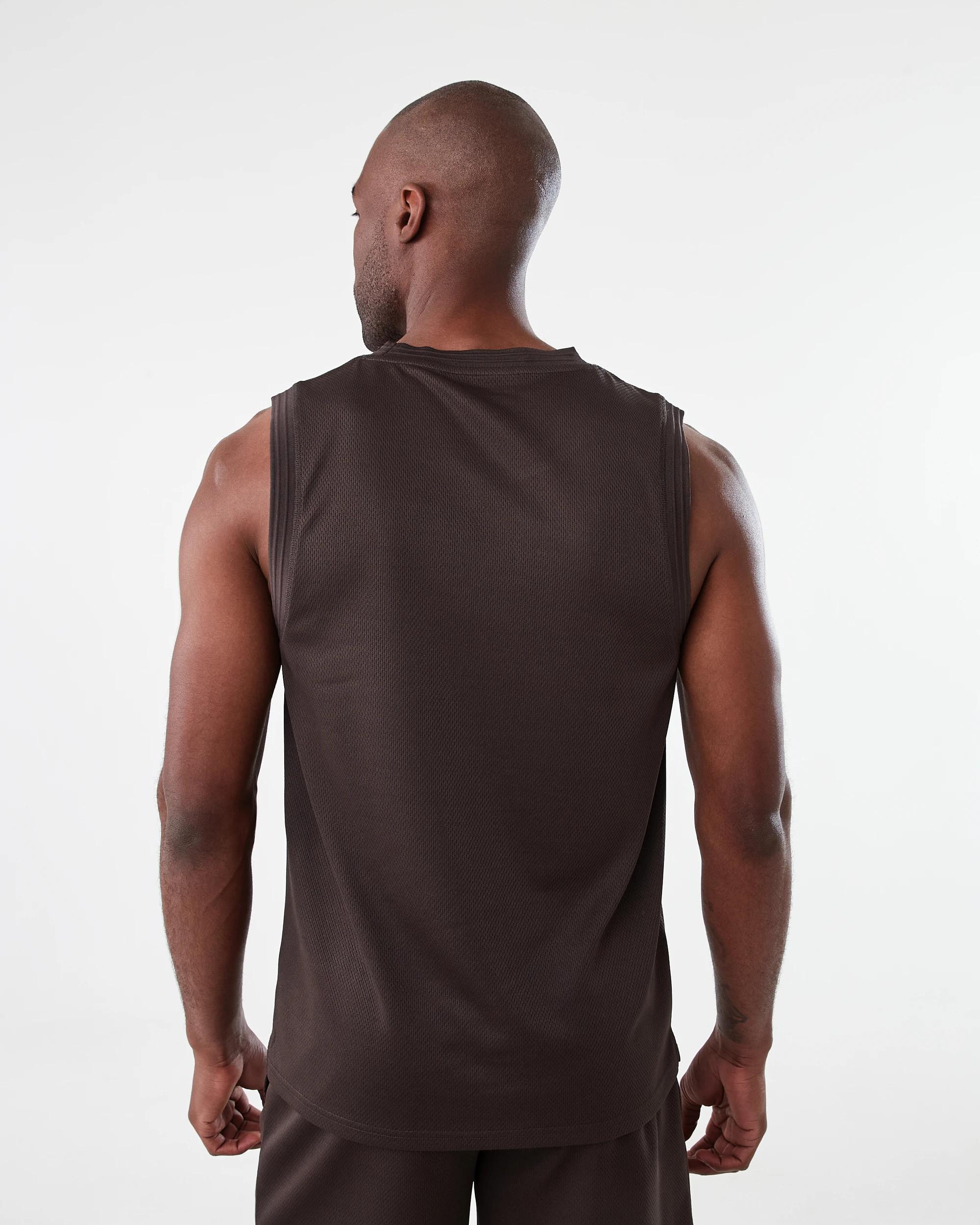3 Active Mens Relaxed Basketball Tank Brn Maogny, 3 of 6
