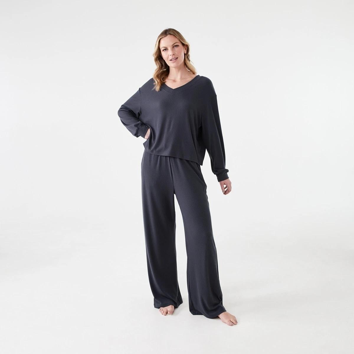 6 Brushed Rib Flare Pants Wshd Slate, 6 of 6