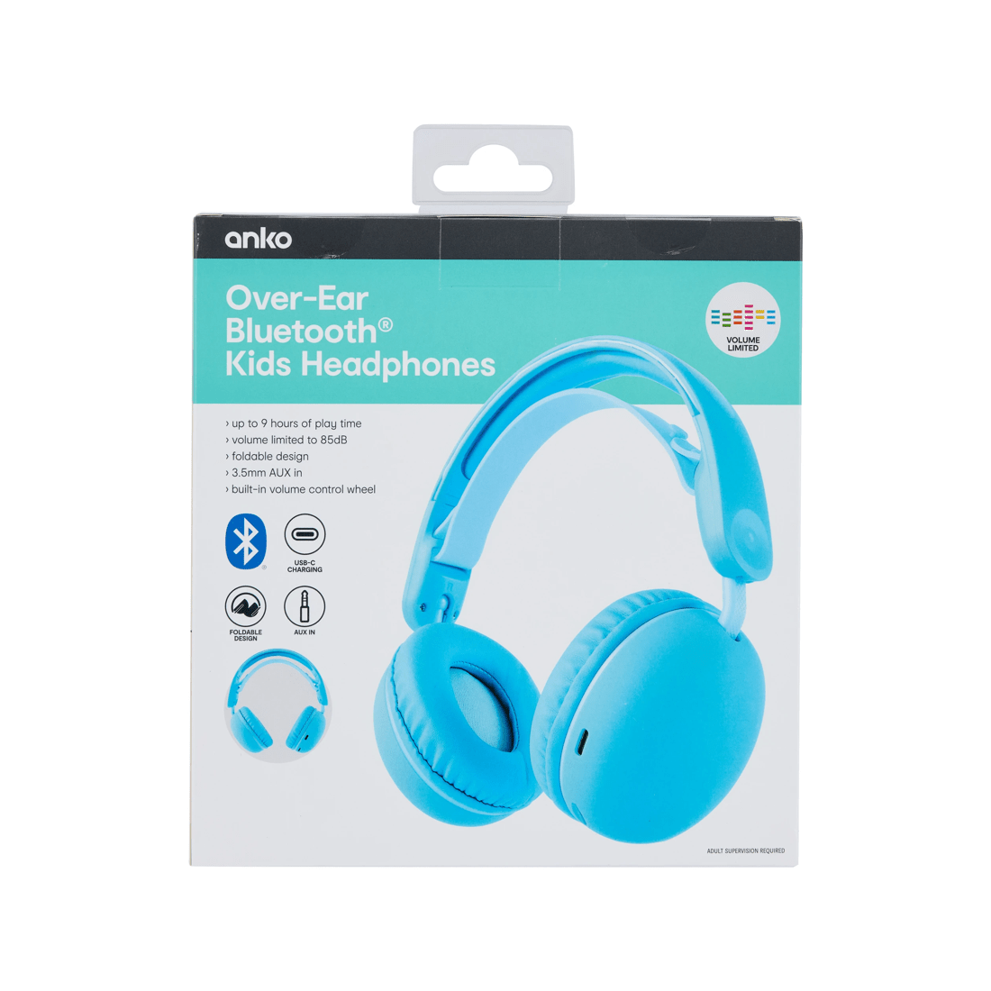 9 Kids Bluetooth Wireless Headphones - Blue, 9 of 9