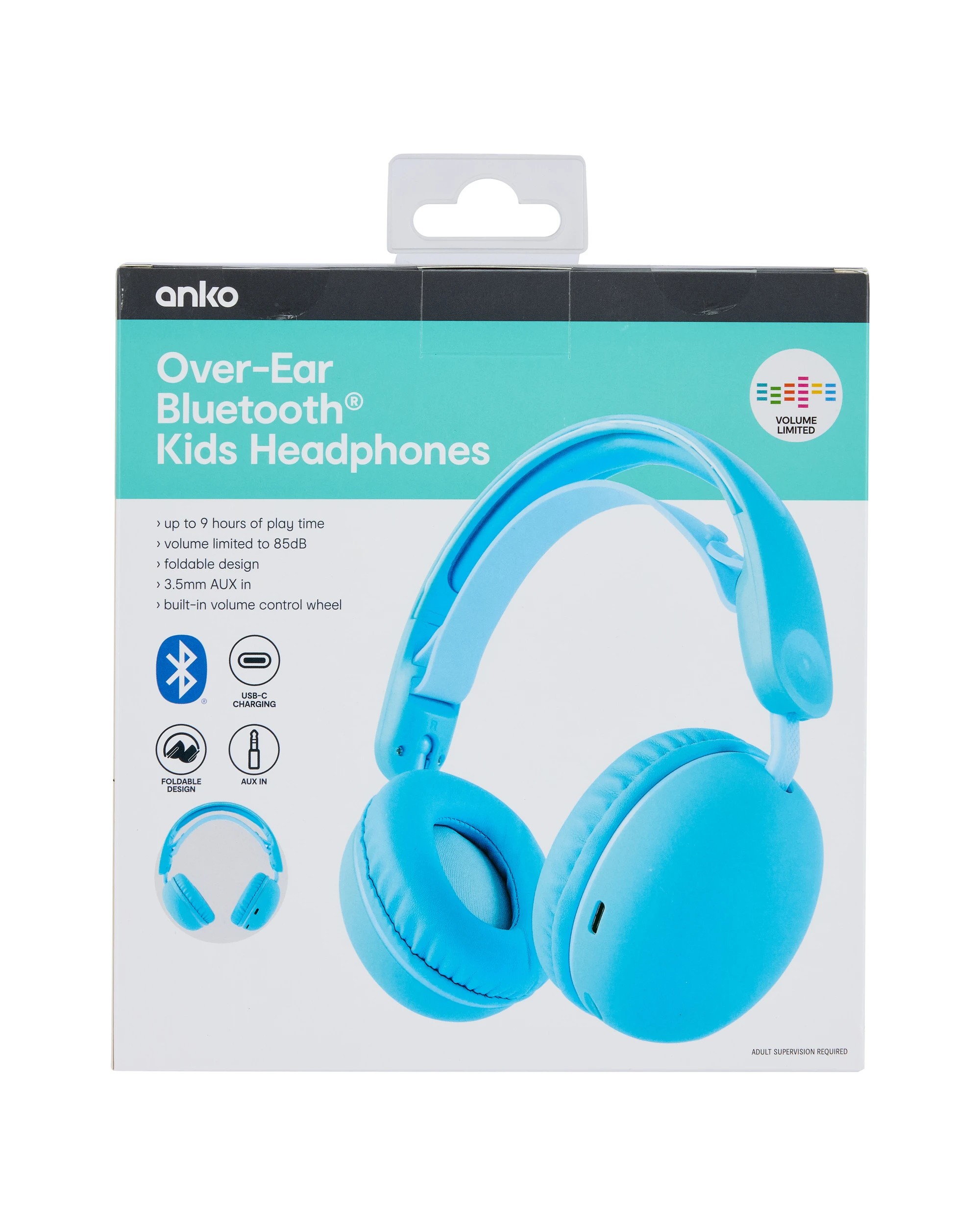 9 Kids Bluetooth Wireless Headphones - Blue, 9 of 9
