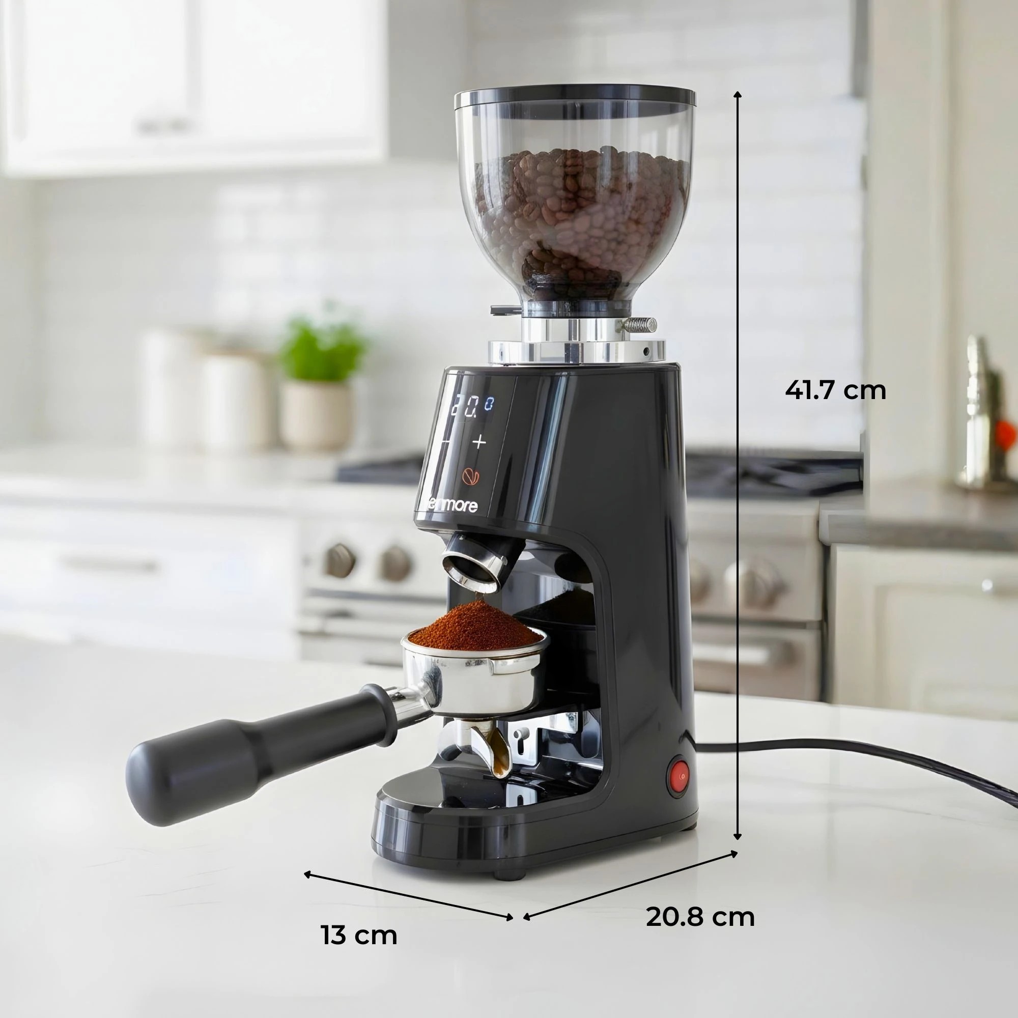 8 Kenmore 64mm Flat Burr Coffee Grinder, 100 Settings, Digital Timer, 260W Motor, 255g Hopper, 240V Black, 8 of 8