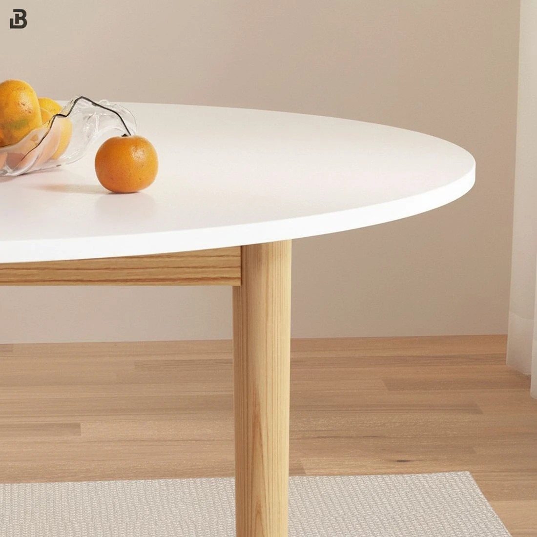 6 Artiss Dining Table Round White 108CM Diameter Demi - White, 6 of 7