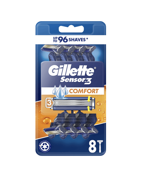 8 Pack Gillette Sensor 3 Comfort Disposable Razors