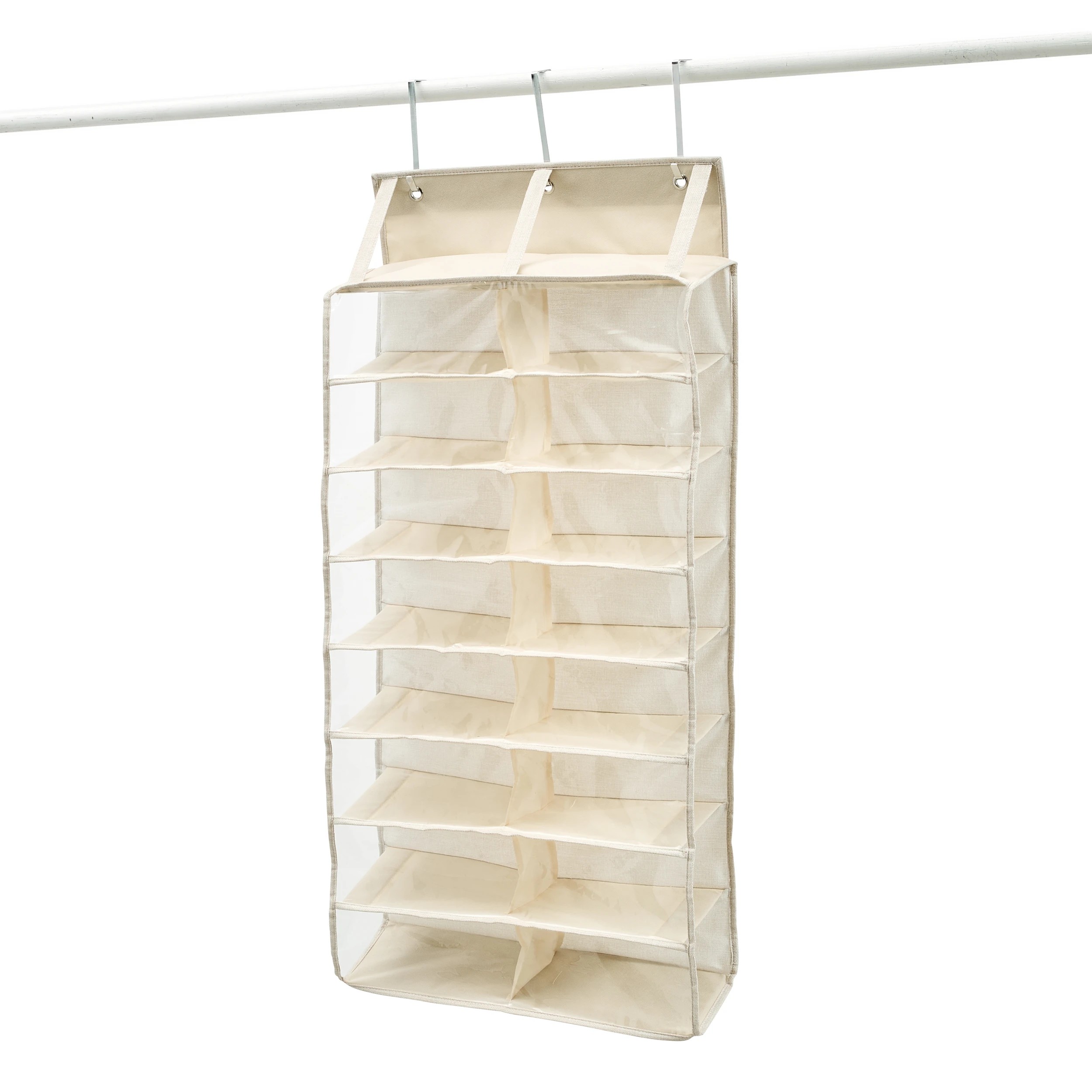 2 Linen Look 16 Pocket Hanging Shoe Storage, 2 of 6