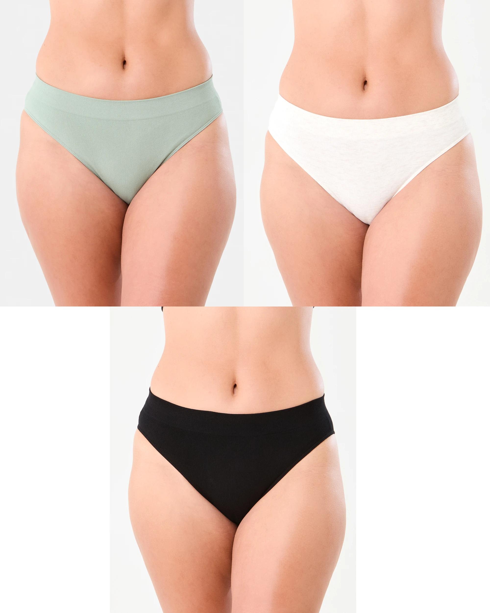 1 3 Pack Seamfree Bamboo Rib Bikini Briefs Som Bk Ig, 1 of 5