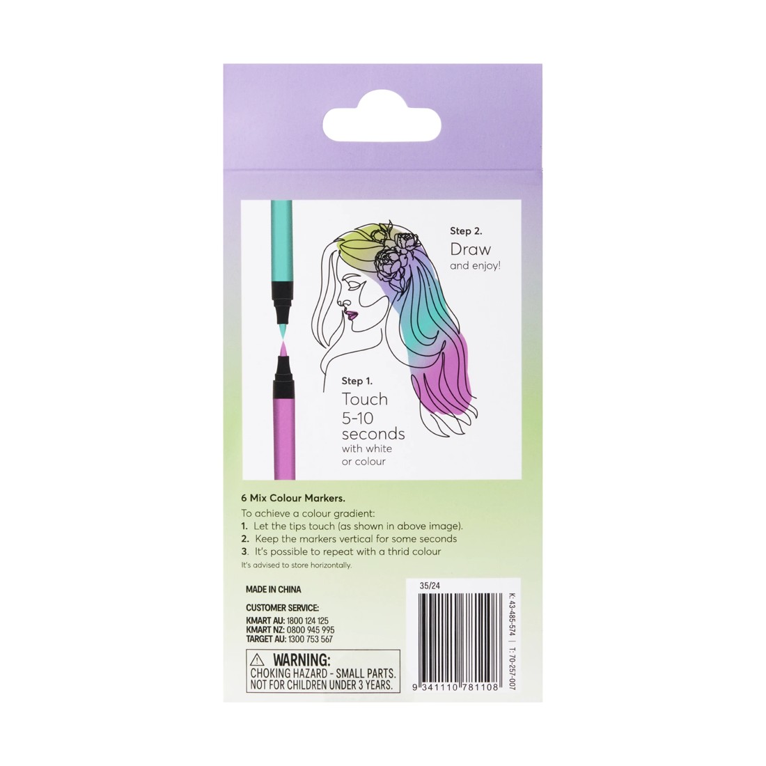 4 6 Pack Mix Colour Markers - Pastel, 4 of 4