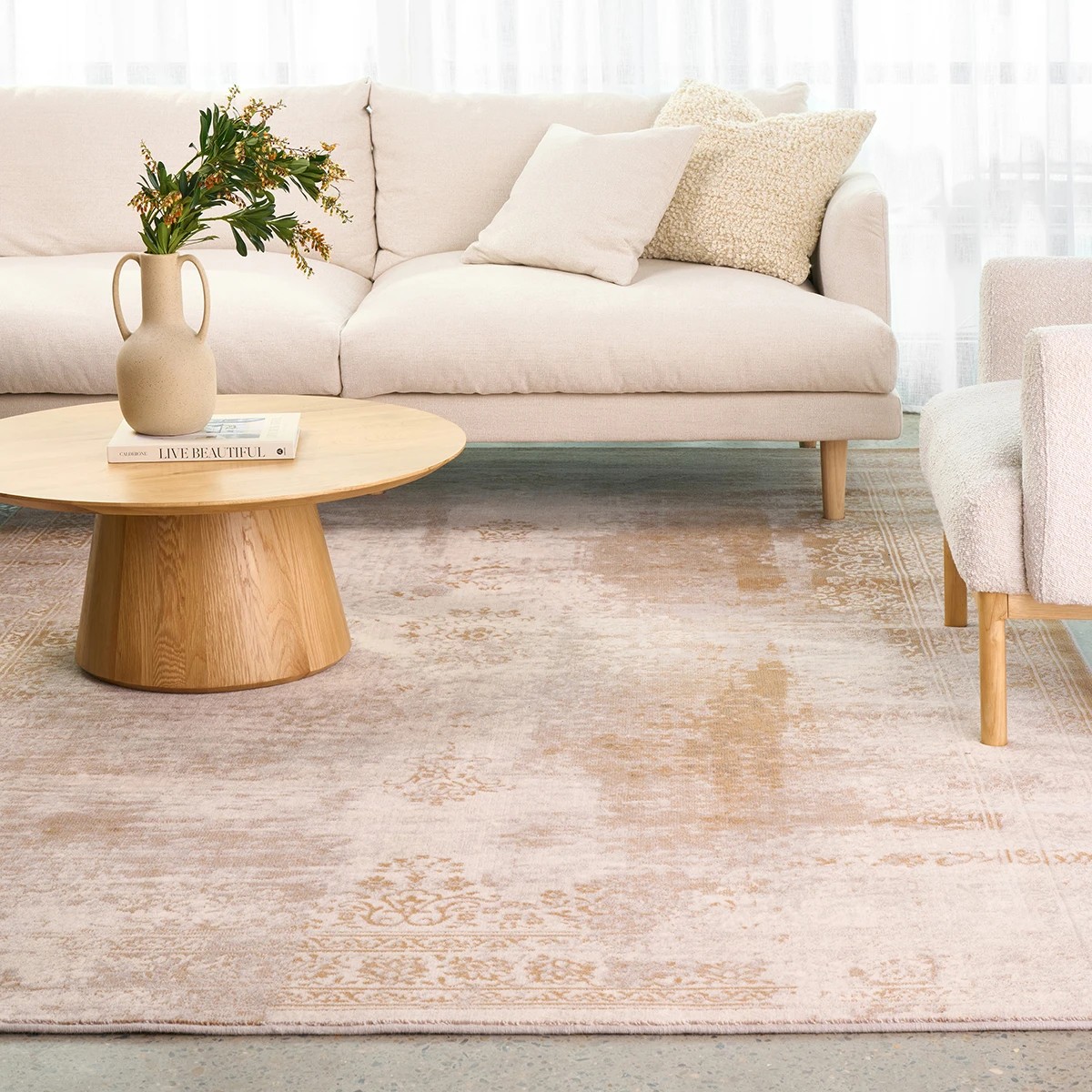 1 Common Ground Rugs Tempo Demi 230x160cm - Medium NZ Wool Rug - Beige, 1 of 7