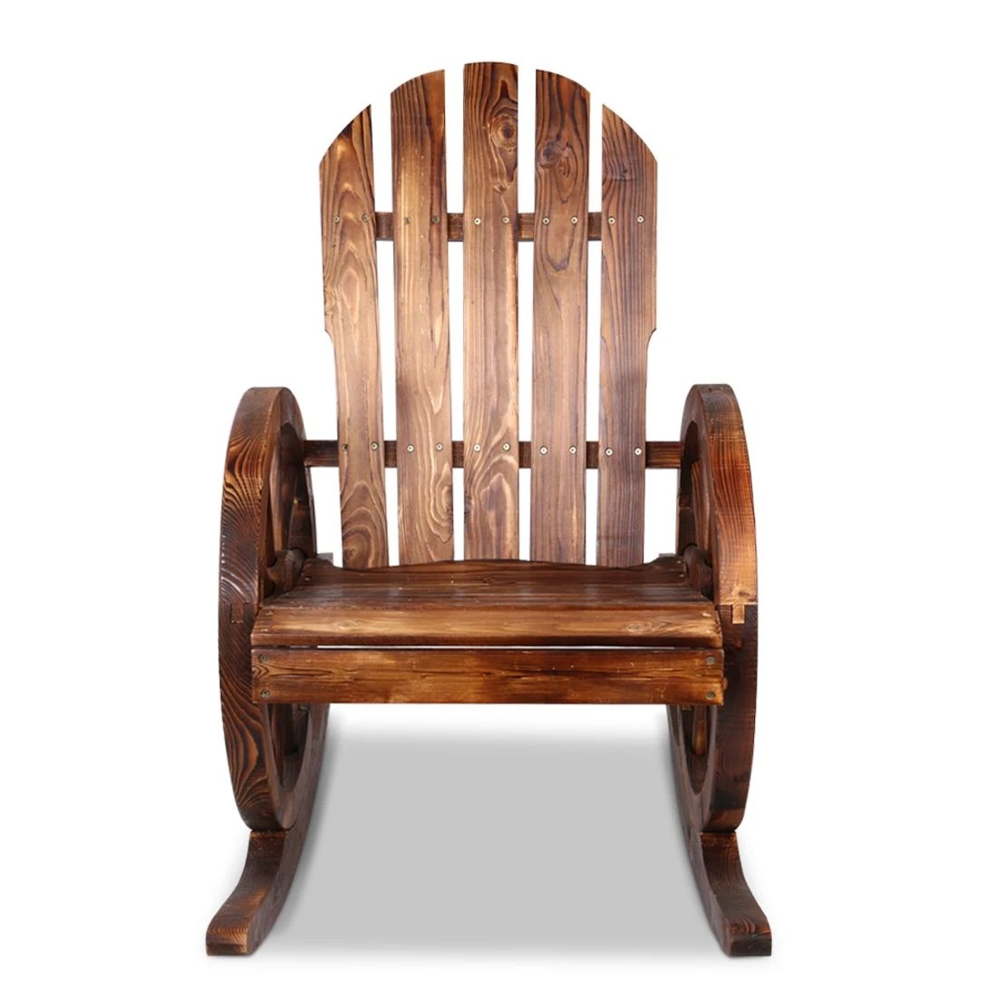 4 Gardeon Rocking Chairs en Wagon Chair Outdoor Furniture Lounge Patio Garden - Brown, 4 of 5