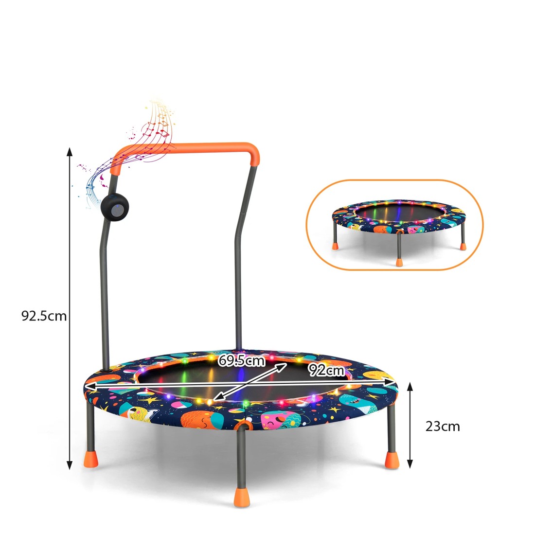 2 Costway Kids Mini Trampoline Jumping Fun Gift w/LED Light & Music, 2 of 2