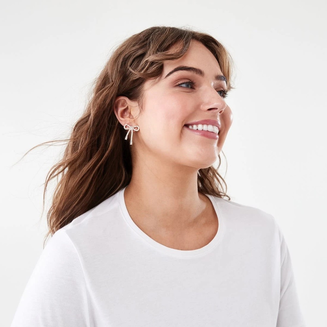 4 Diamante Bow Stud Earrings - Gold Tone, 4 of 5