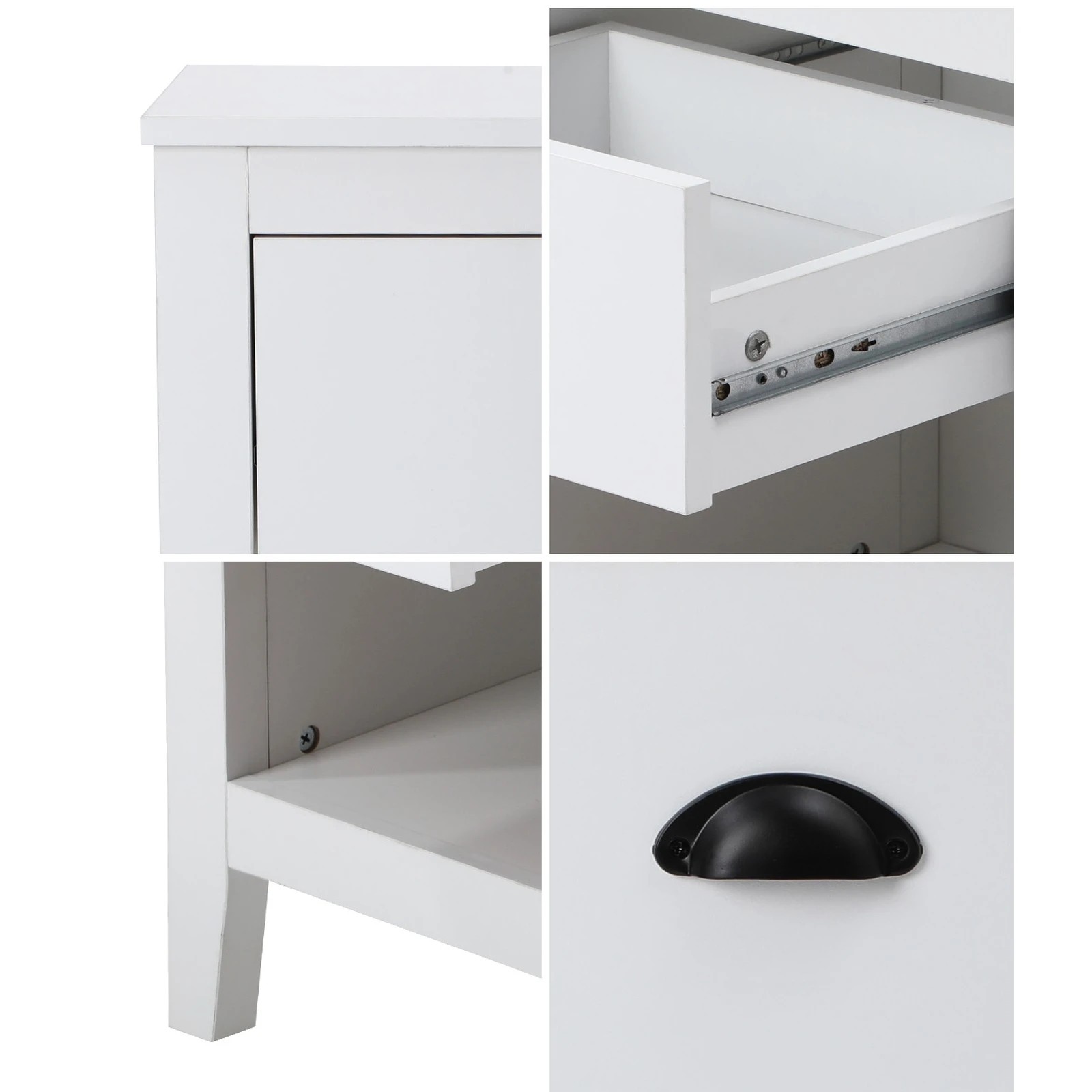 4 Oikiture 2x Bedside Table Side End Tables Nightstand Storage Cabinet Vintage - White, 4 of 9