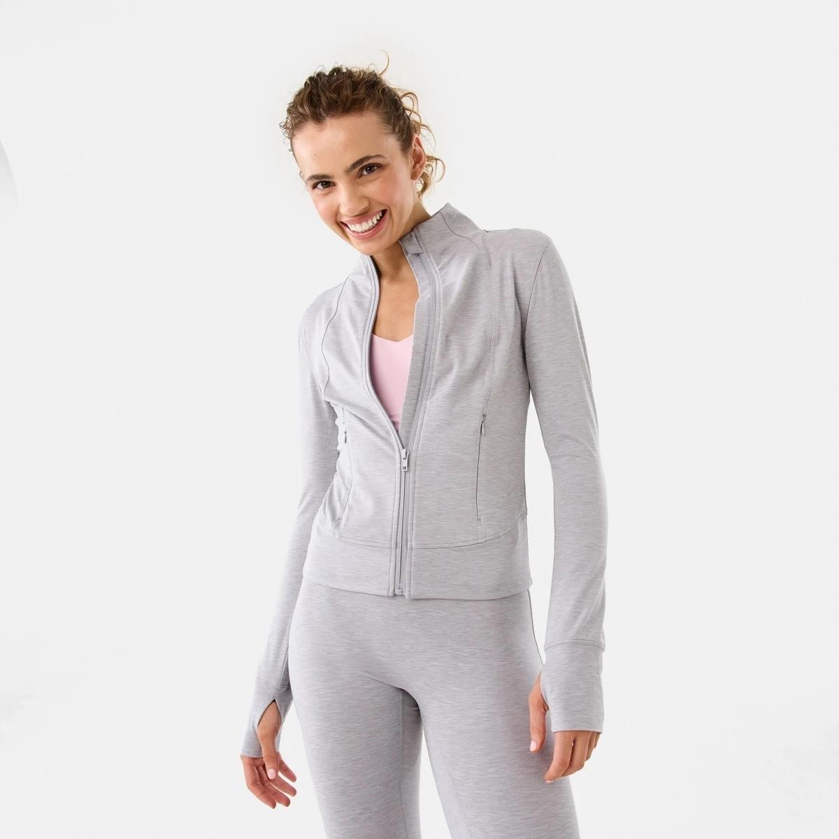 2 Active Womens Soft Touch Jacket Grey Marle, 2 of 10