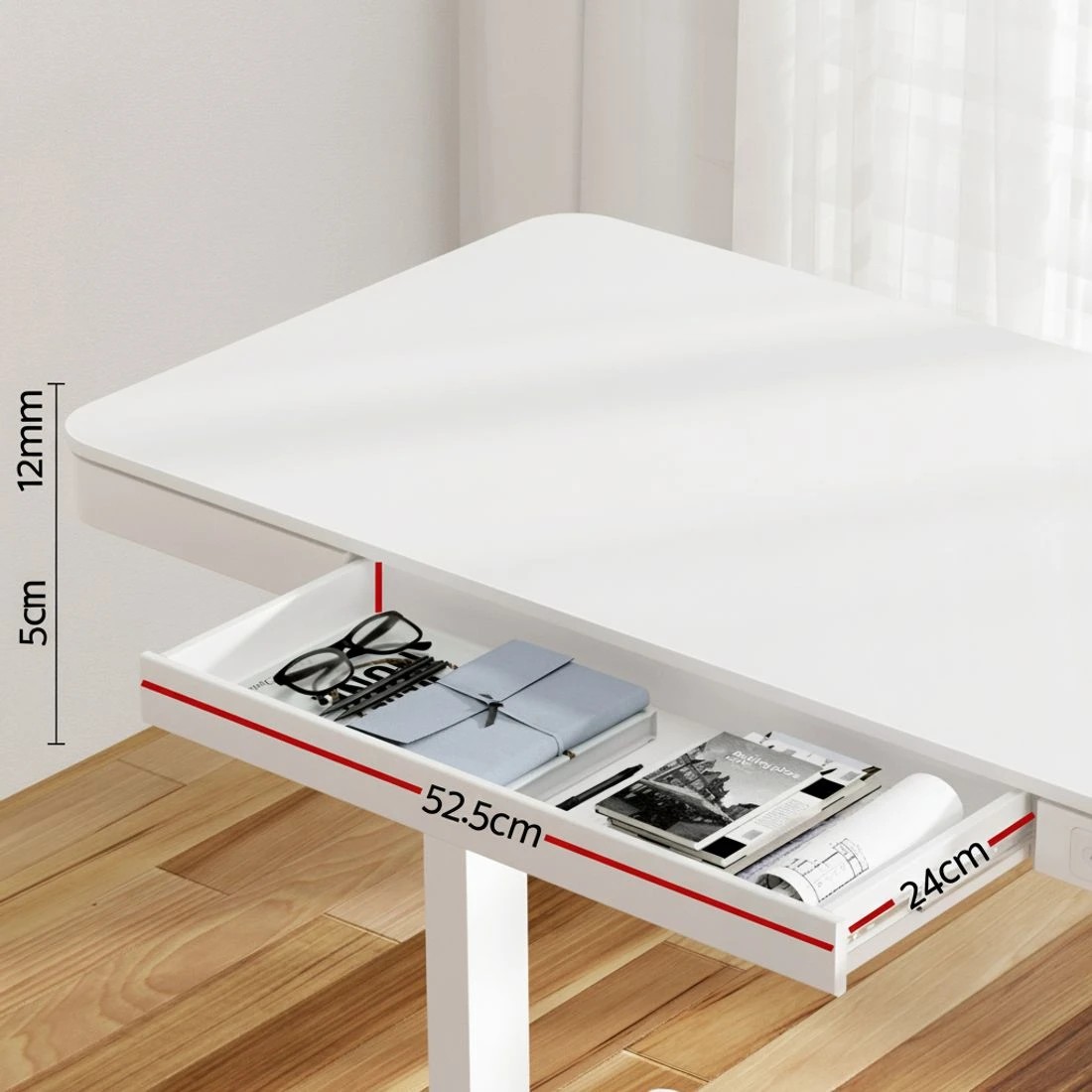 4 Artiss Standing Desk Motorised Electric Desks Drawer 120CM - White, 4 of 6