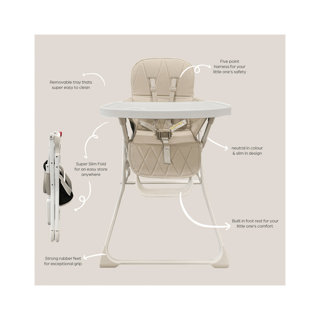 4 Baby Studio Fold Up Portable High Chair Set
 - Natural, 4 of 4
