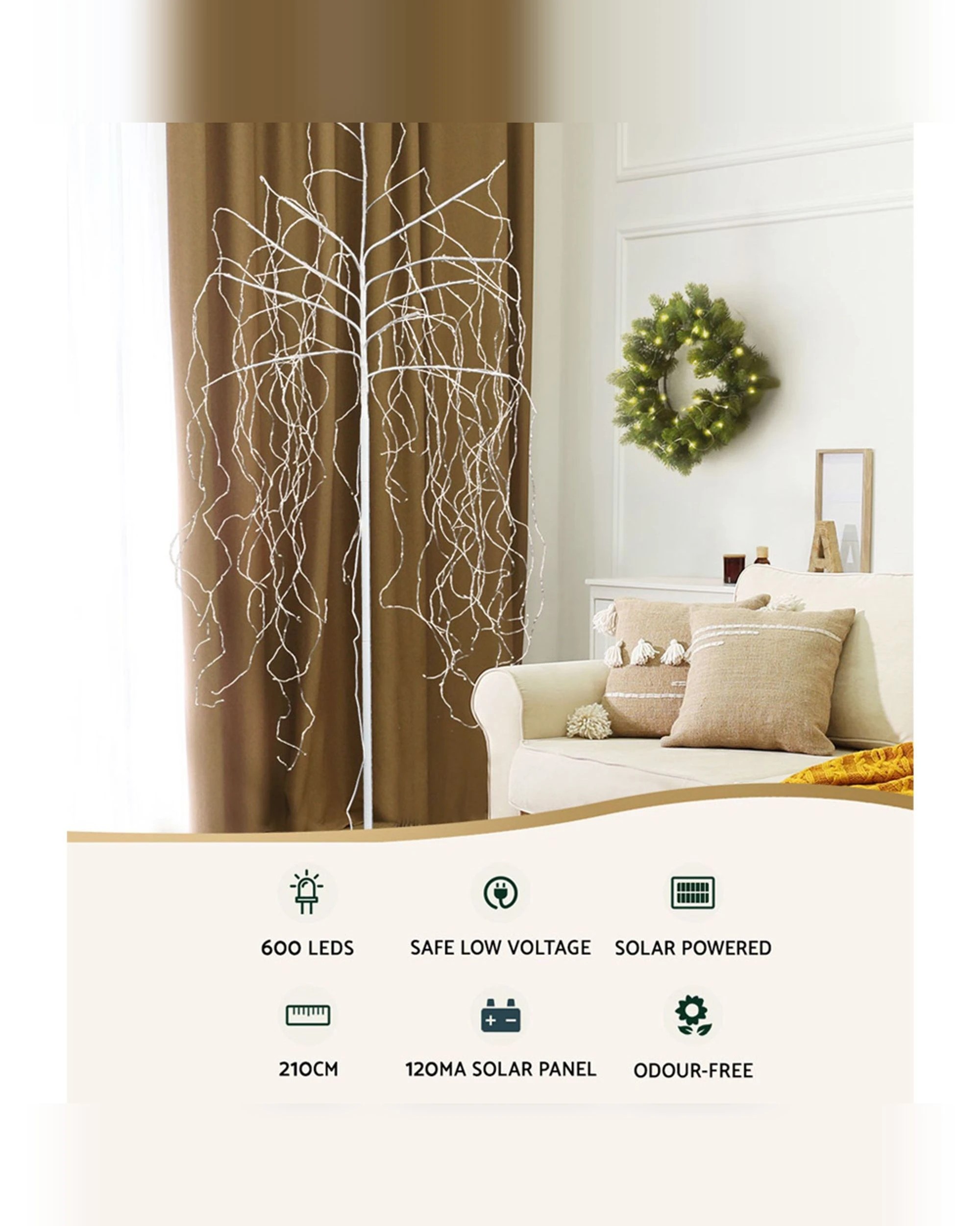 3 Jingle Jollys Solar Christmas Tree 2.1m String Lights 600 Led Xmas Trees
 - Green, 3 of 3