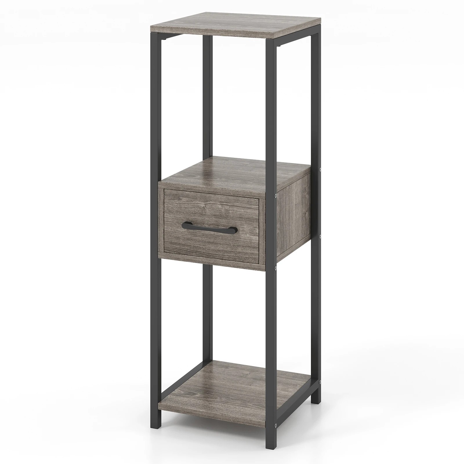 1 Costway 3-Tier Flower Dislay Shelf Metal Plant Stand Display Holder Bookshelf w/Drawer, 1 of 3