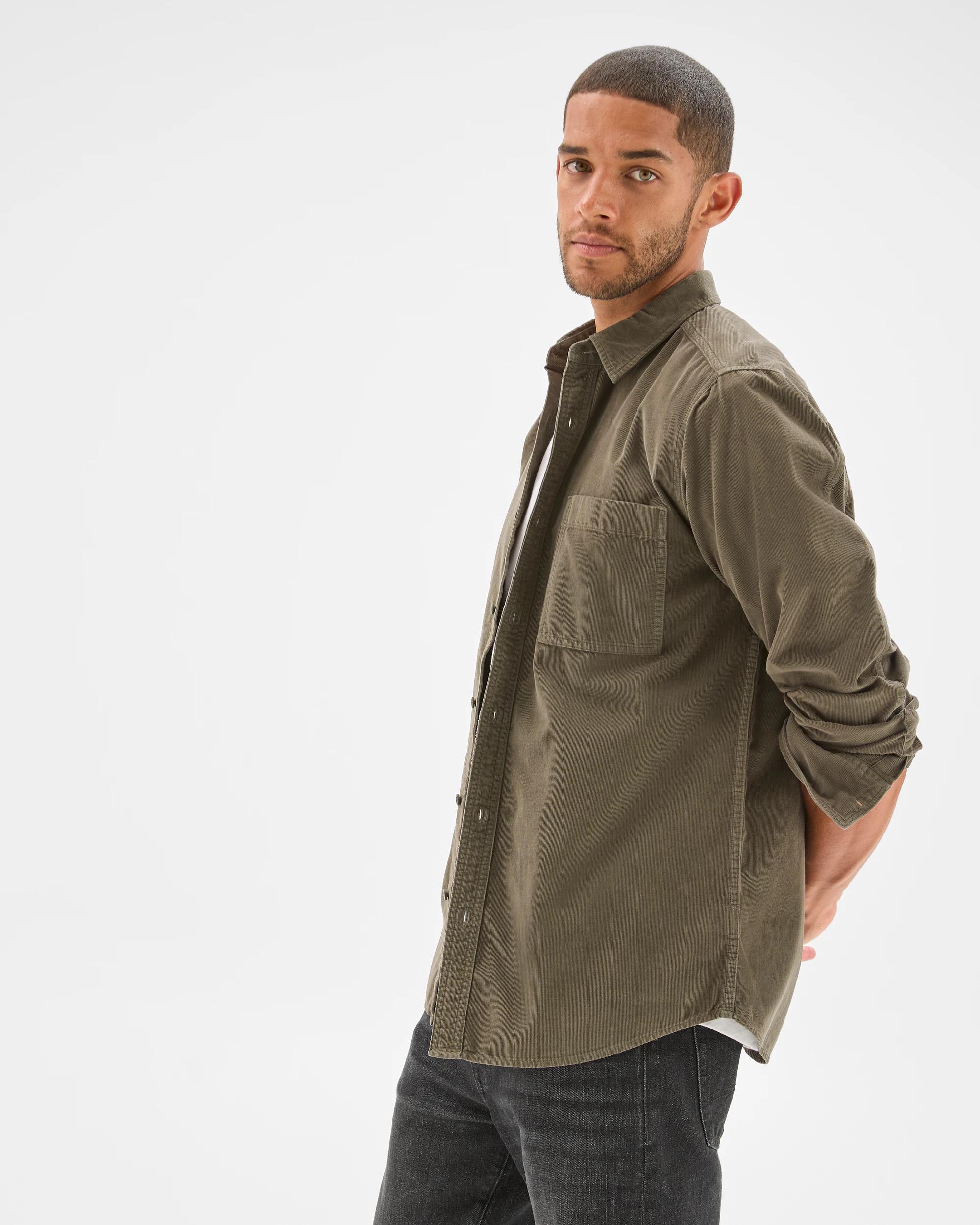 4 Target Man Australian Cotton Corduroy Shirt DARK OLIVE, 4 of 6