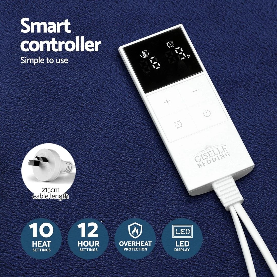 6 Giselle Electric Throw Rug Heated Blanket Double Sided - Blue, 6 of 8