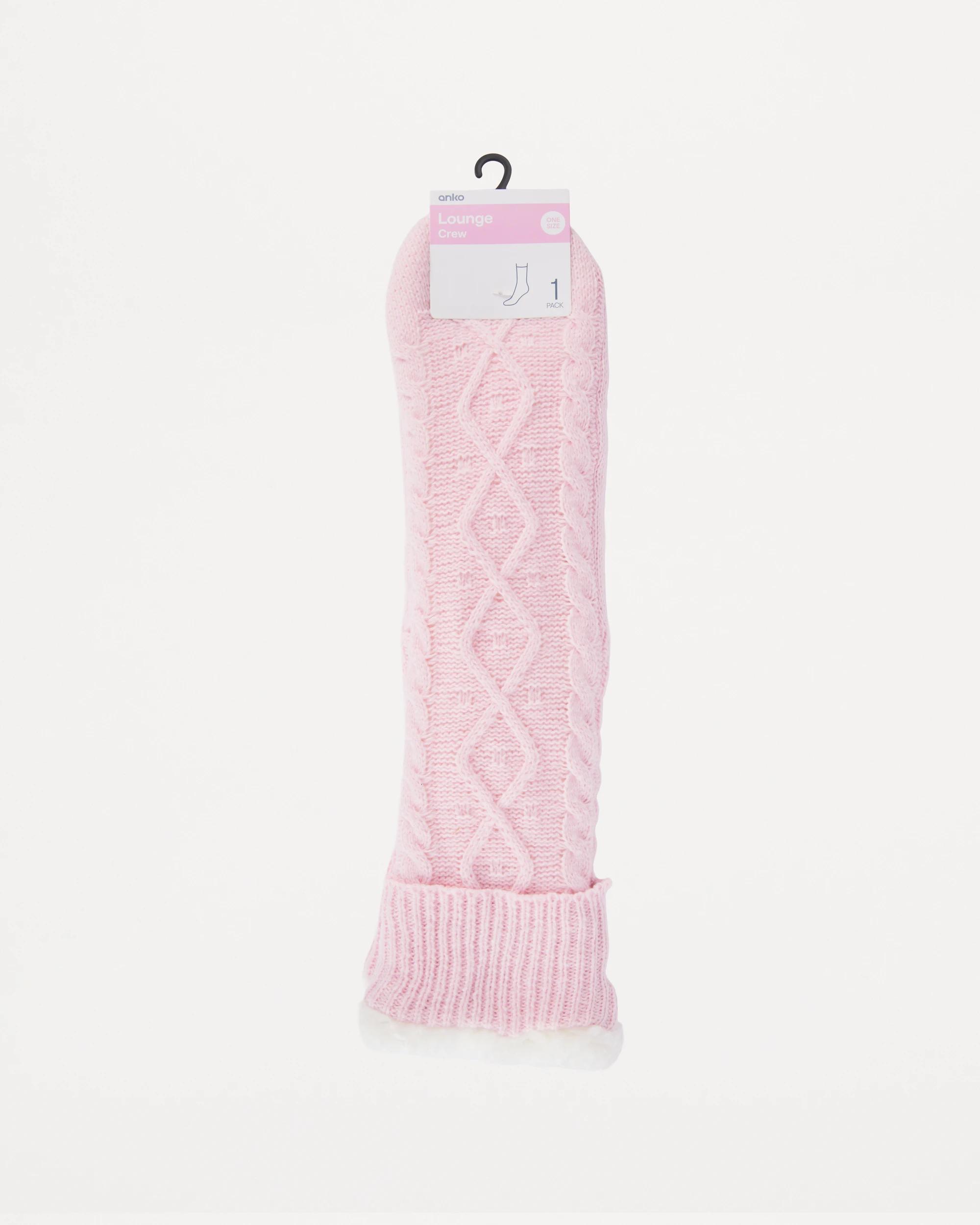 3 Cable Lounge Socks Bllet Pink, 3 of 3