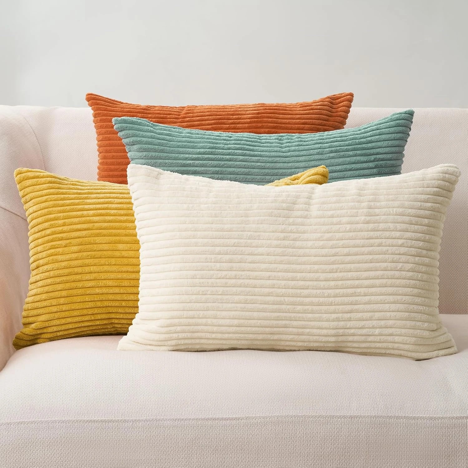 1 Gioia Casa 4-Pack Corduroy Velvet Cushion Covers 30x50cm - Rainbow, 1 of 5