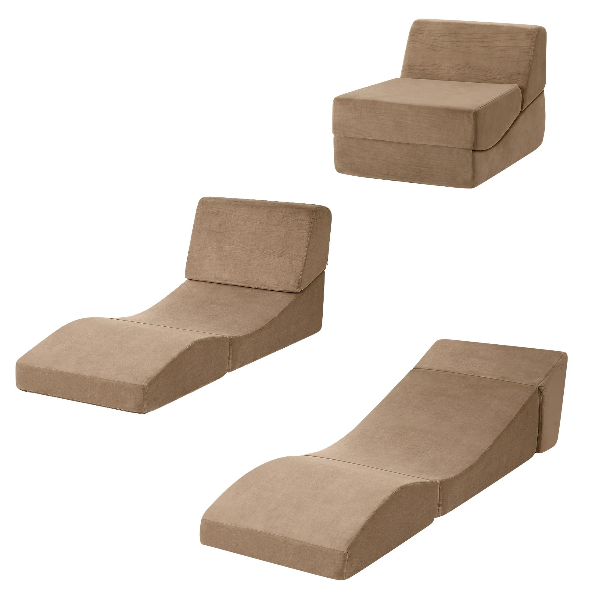 1 Artiss Folding Sofa Bed Convertible Armless Foam Floor Futon Lounger Couch - Brown, 1 of 8