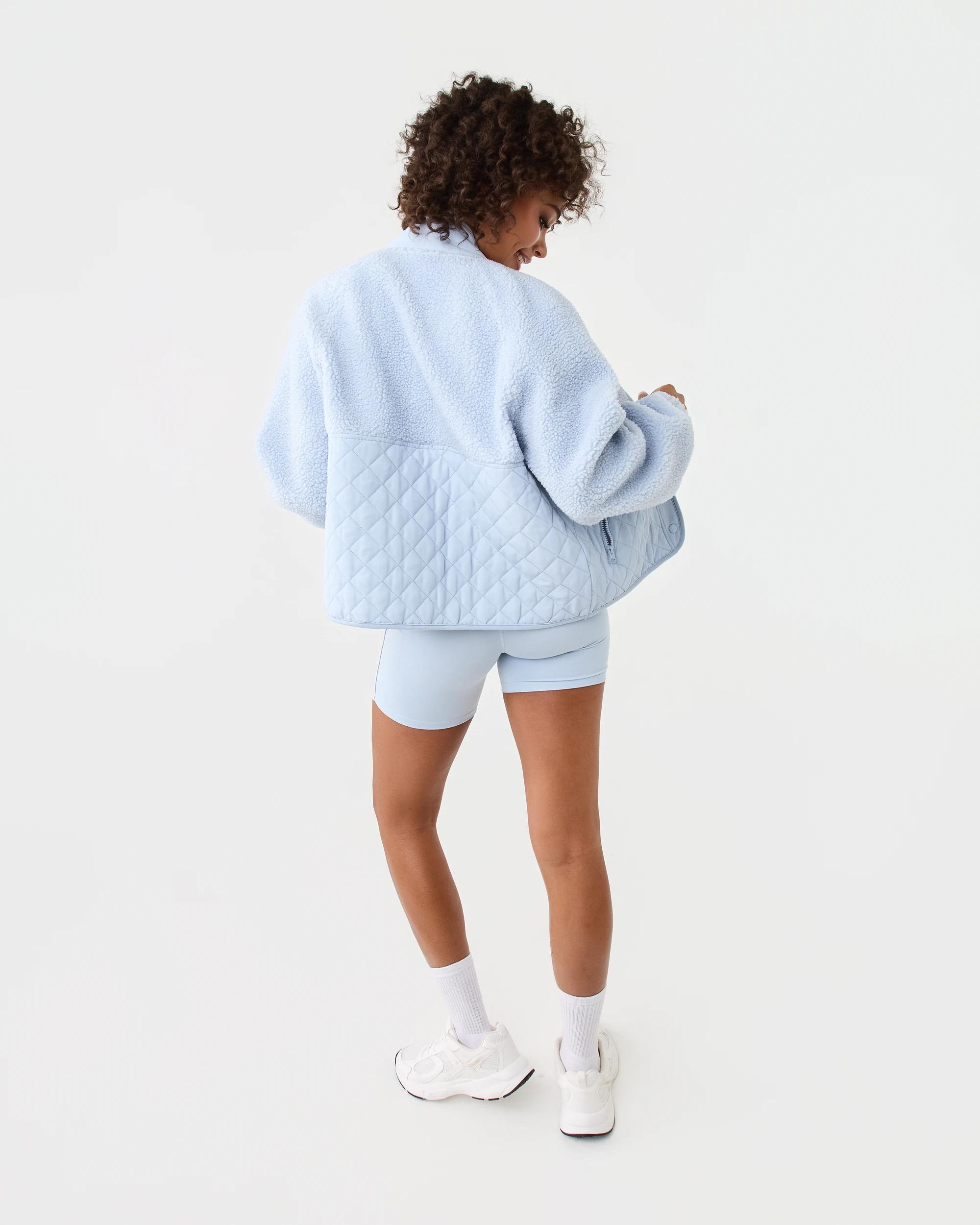 4 Active Womens Contrast Sherpa Quilted Jacket Seashell, 4 of 9