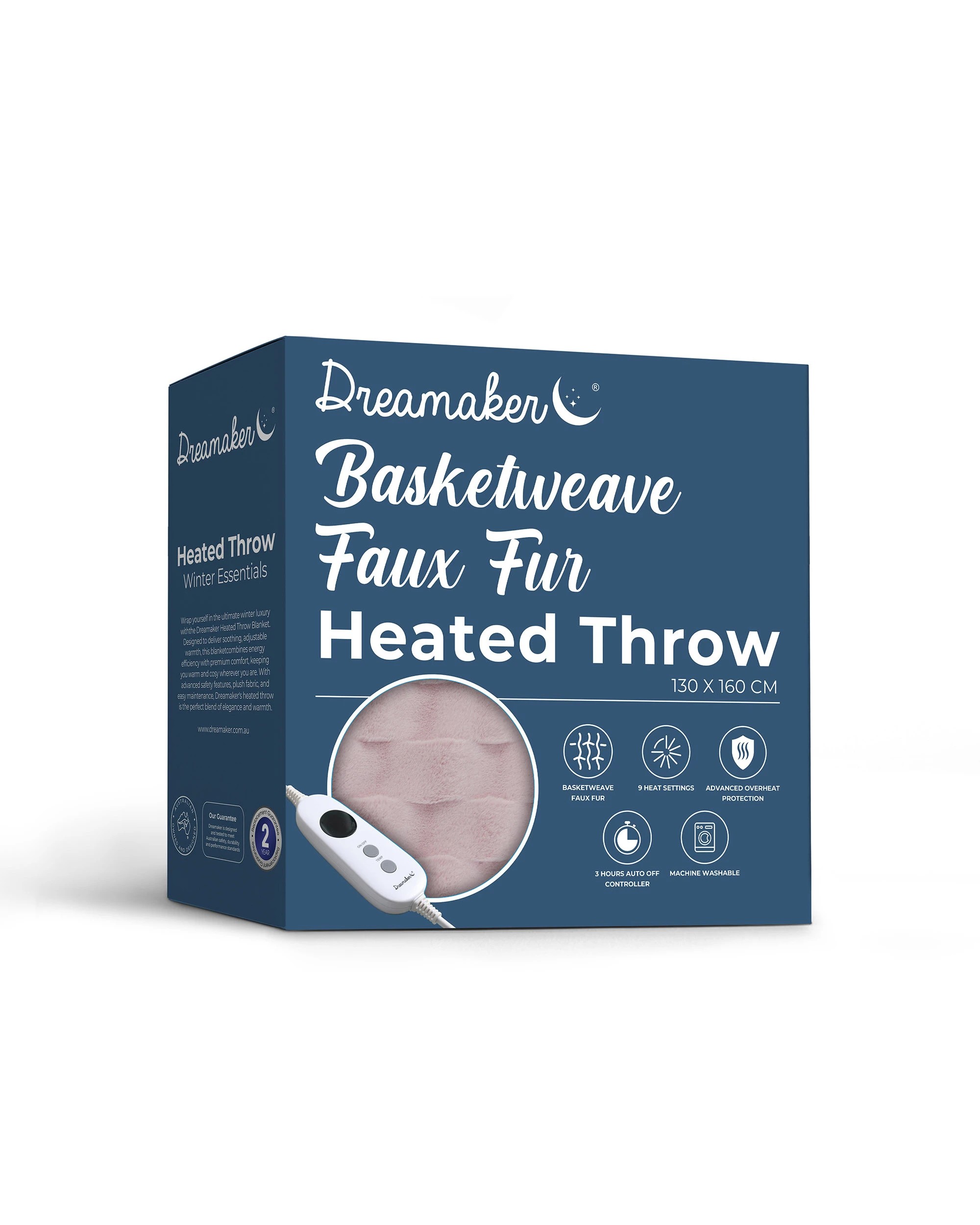 10 Dreamaker Basketweave Faux Fur Heated Throw 130x160cm - Blush Pink, 10 of 10