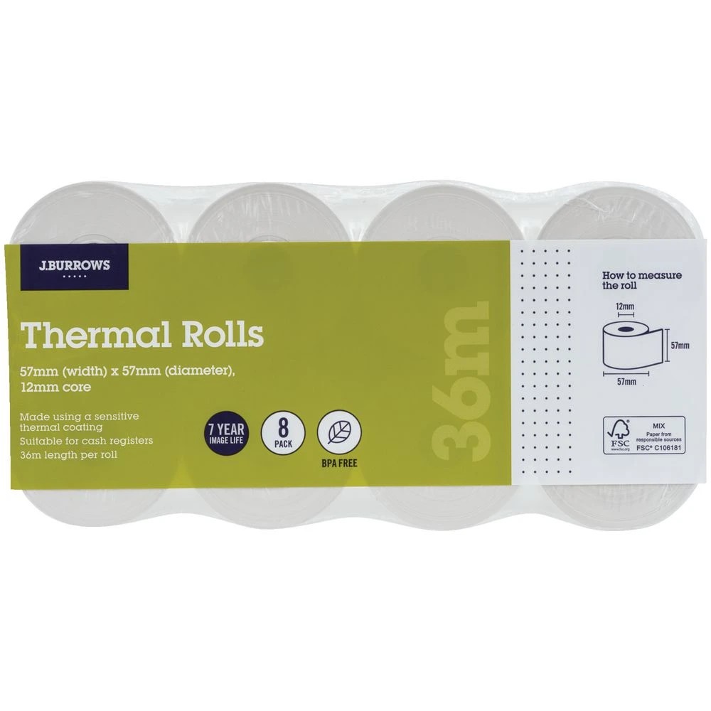 2 J.Burrows Thermal Rolls 57 x 57mm 8 Pack BPA Free, 2 of 2