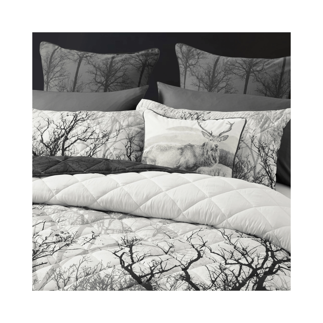 3 Bianca Bedding Boscage Black Quilted Polyester Coverlet Set (Super King, 280 x 235 cm)
 - Super King Bed
 - black, 3 of 5