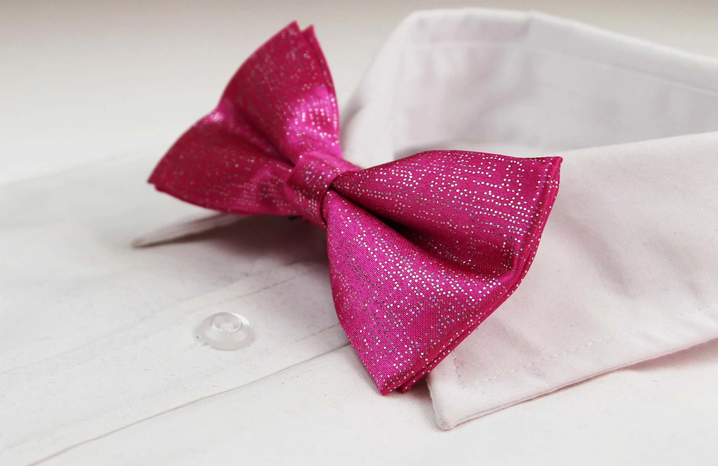 1 Zasel Mens Hot Pink Sparkly Glitter Patterned Bow Tie - Pink, 1 of 4