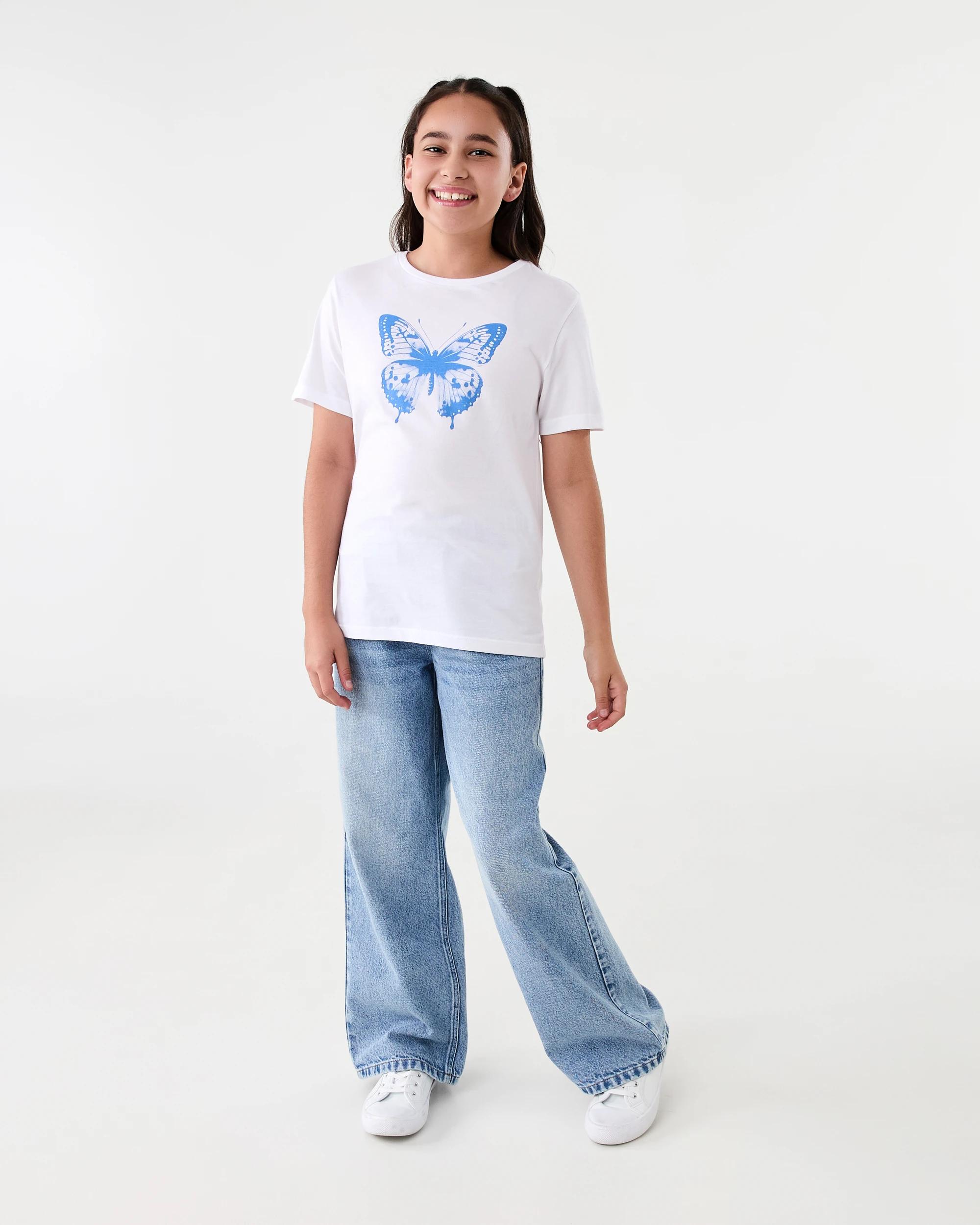 6 Short Sleeve Printed T-shirt Wht Butfly, 6 of 7