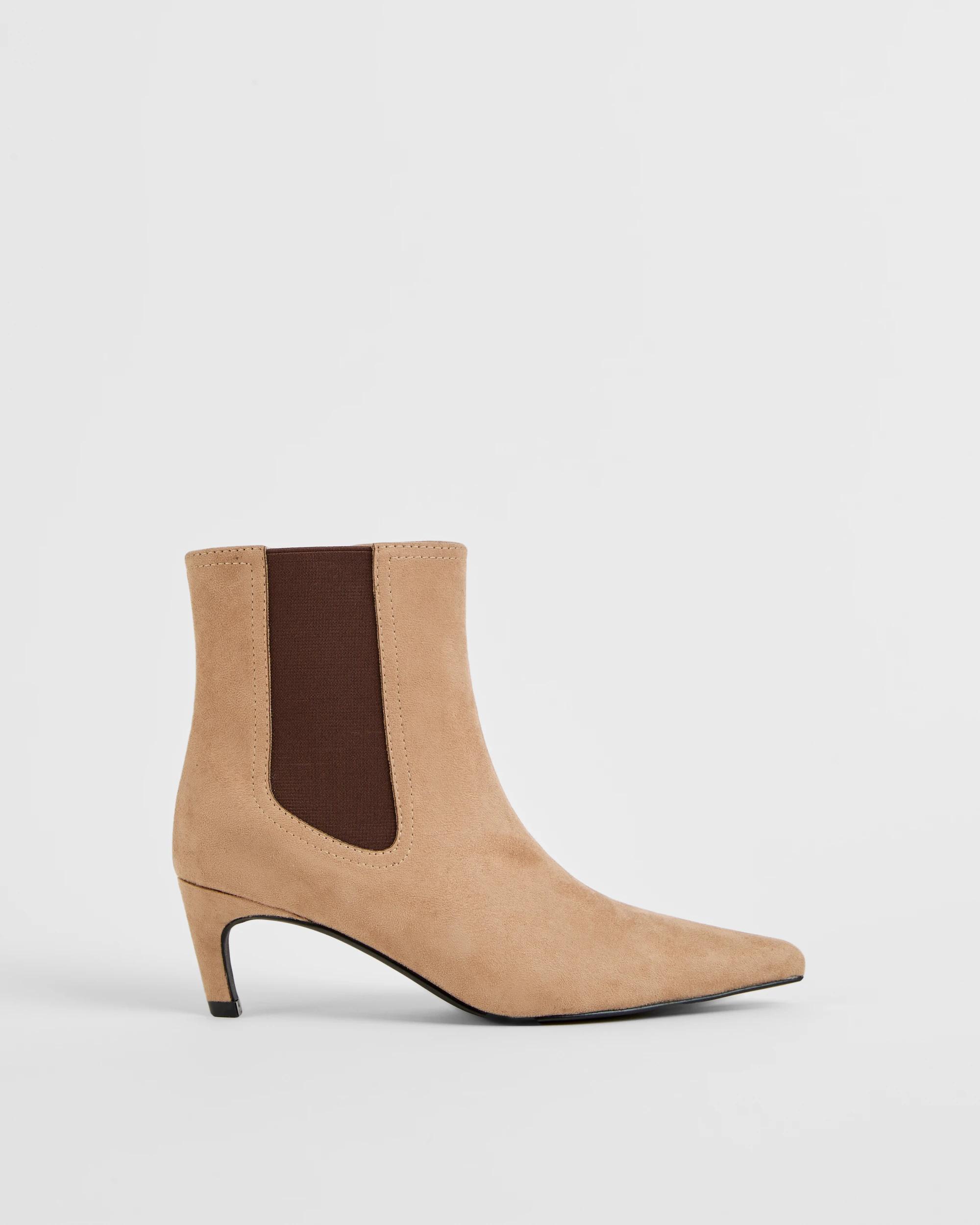 1 Target Woman Gusset Kitten Heel Boots TAUPE FX SUEDE, 1 of 4