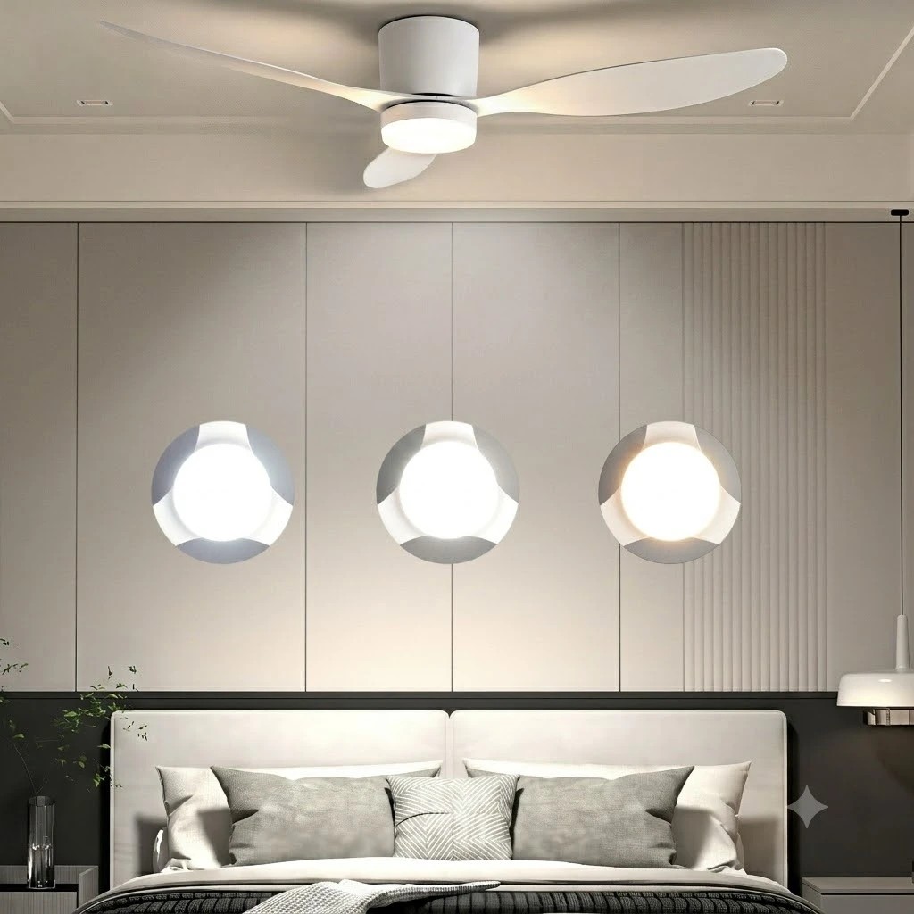 5 Devanti 52'' Ceiling Fan 3 Blades DC Motor w/Light w/Remote - White, 5 of 8