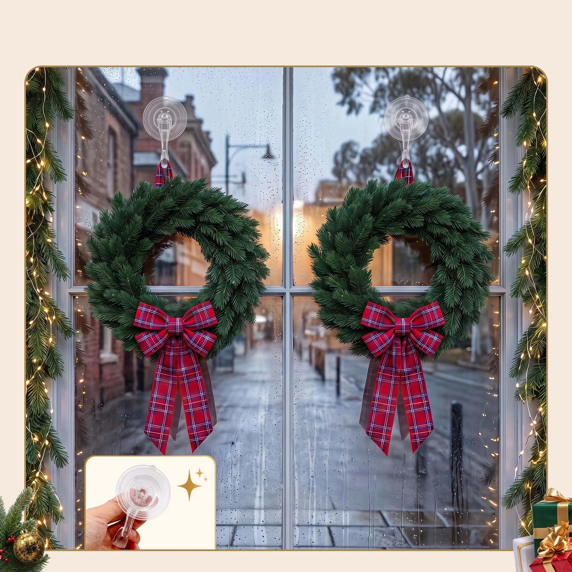 4 Jingle Jollys 2x Suction Cup Hooks Heavy Duty Christmas Wreath Hanger Window 5kg - White, 4 of 8