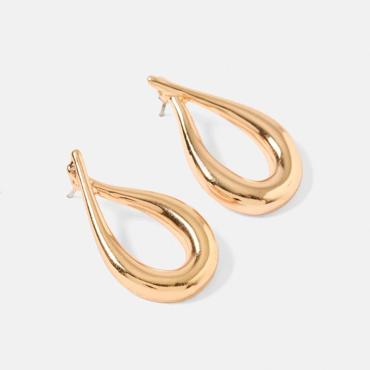 2 Crossover Teardrop Earrings - Gold Tone Gold, 2 of 5