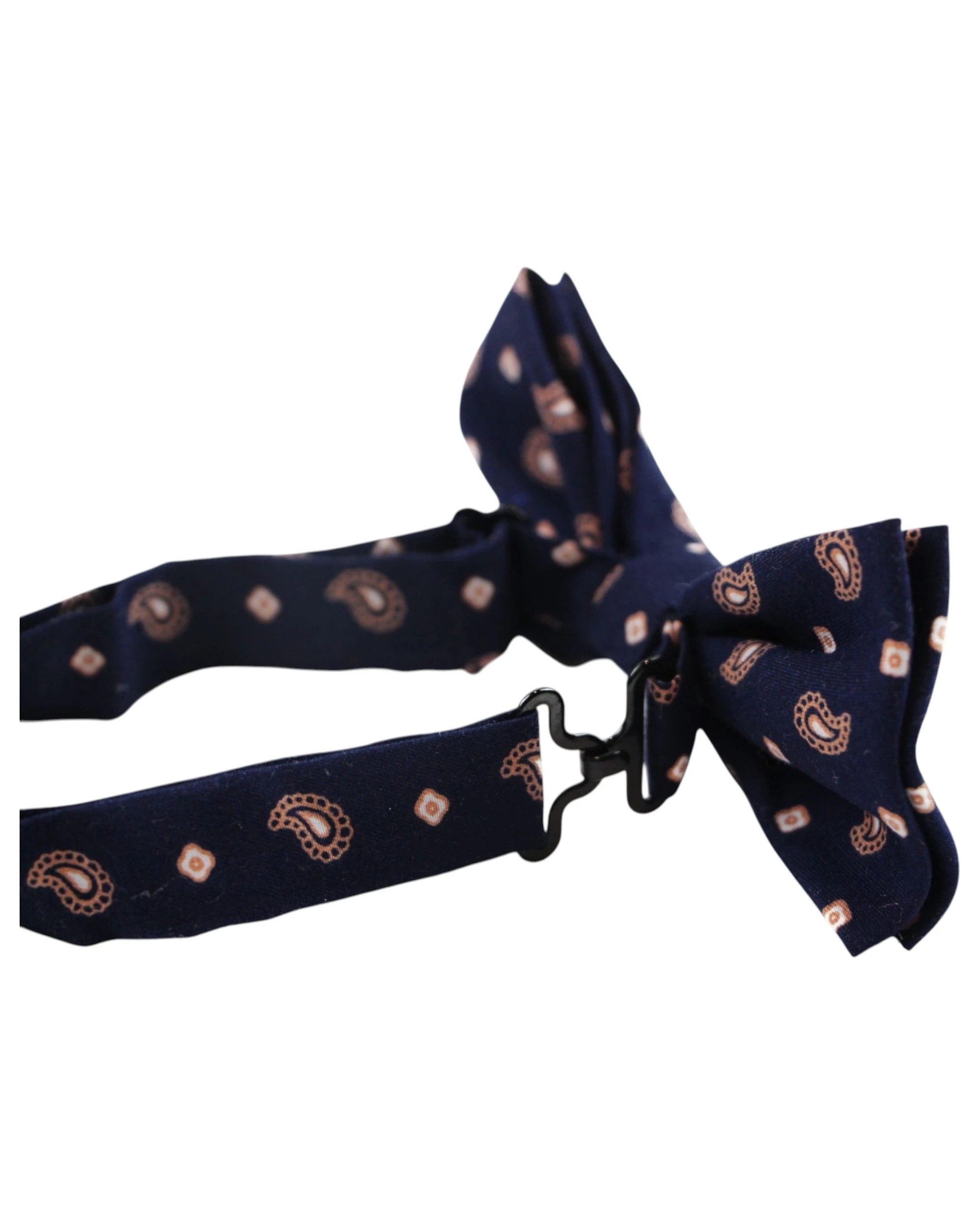 4 Zasel Mens Navy & Tan Scattered Paisley Cotton Bow Tie And Pocket Square Set - Multi, 4 of 5
