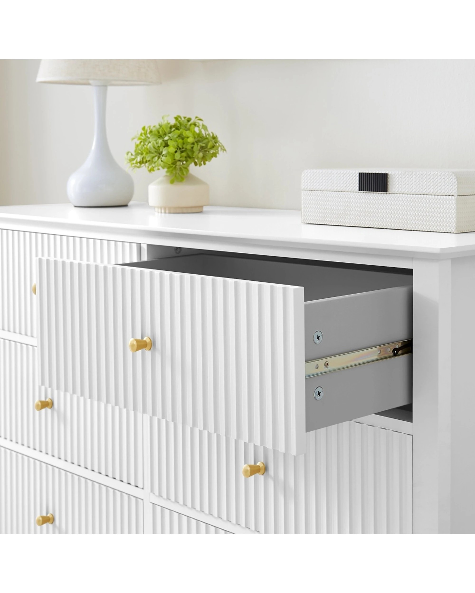 4 Alpine Bay Zara Fluted 6 drawer chest 120cm - White, 4 of 6