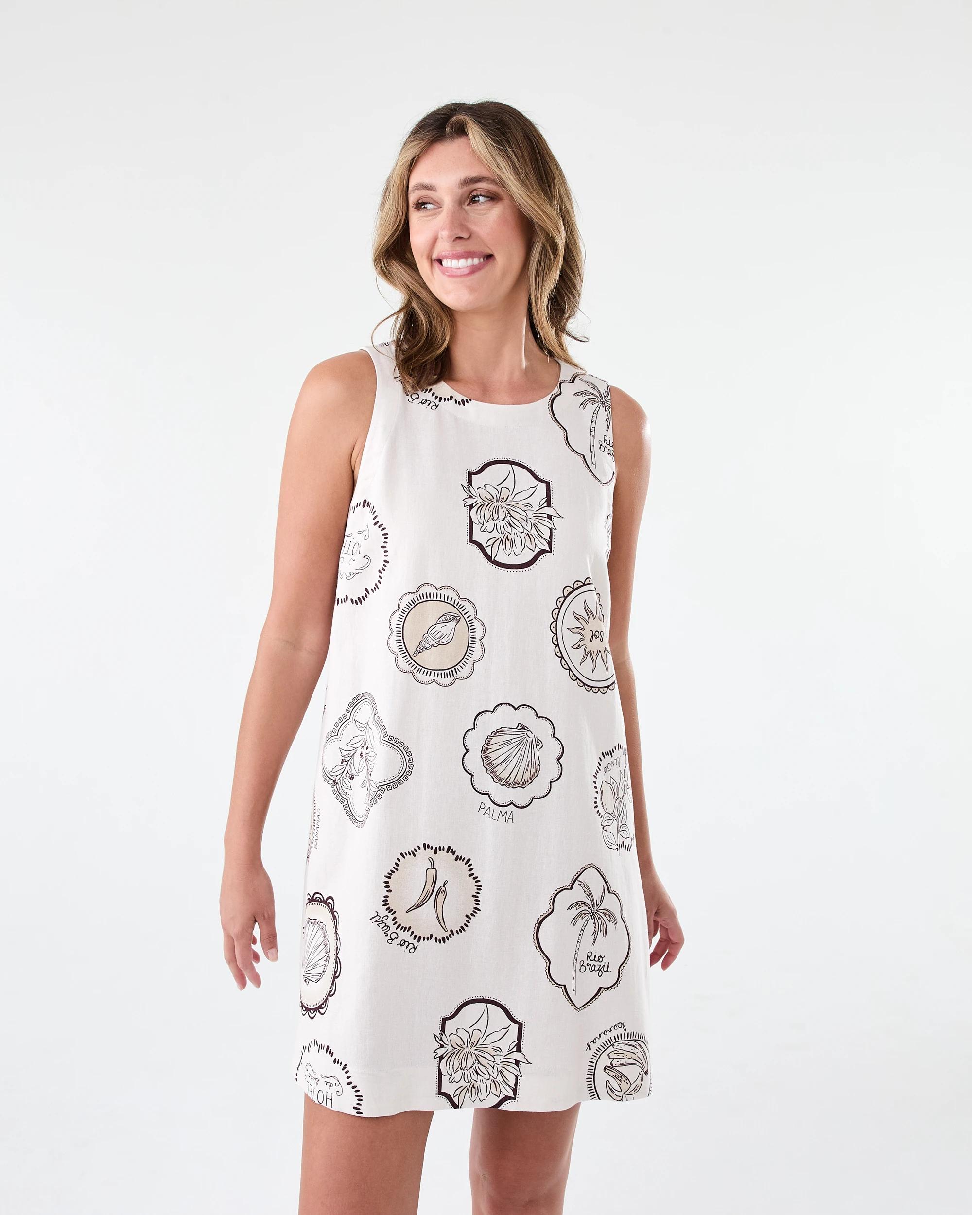 Sleeveless Linen Blend Button Detail Mini Dress - Kmart NZ